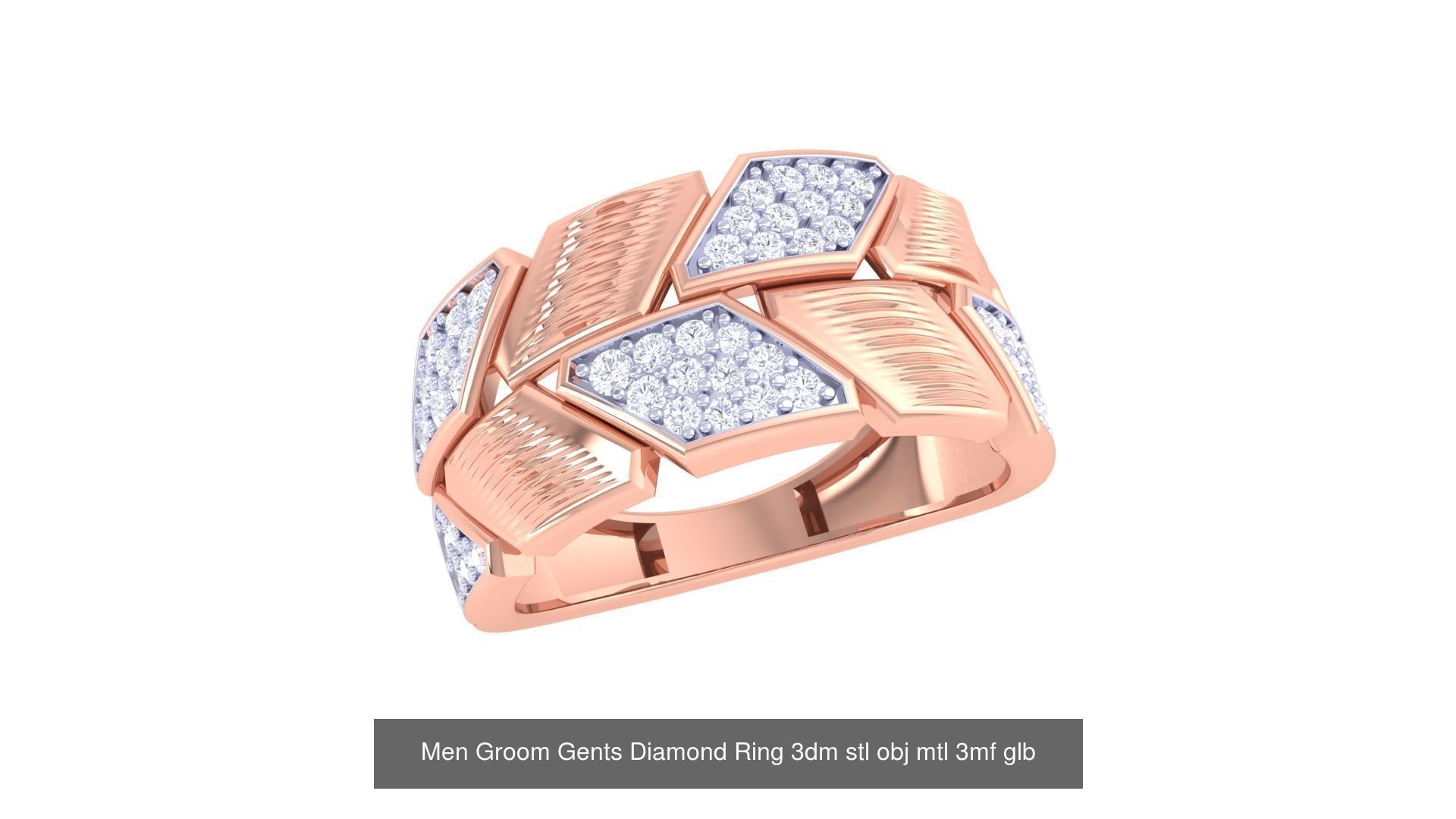 197 Men Groom Gents Diamond Ring 3dm stl obj mtl 3mf glb 3D Model Collection_174