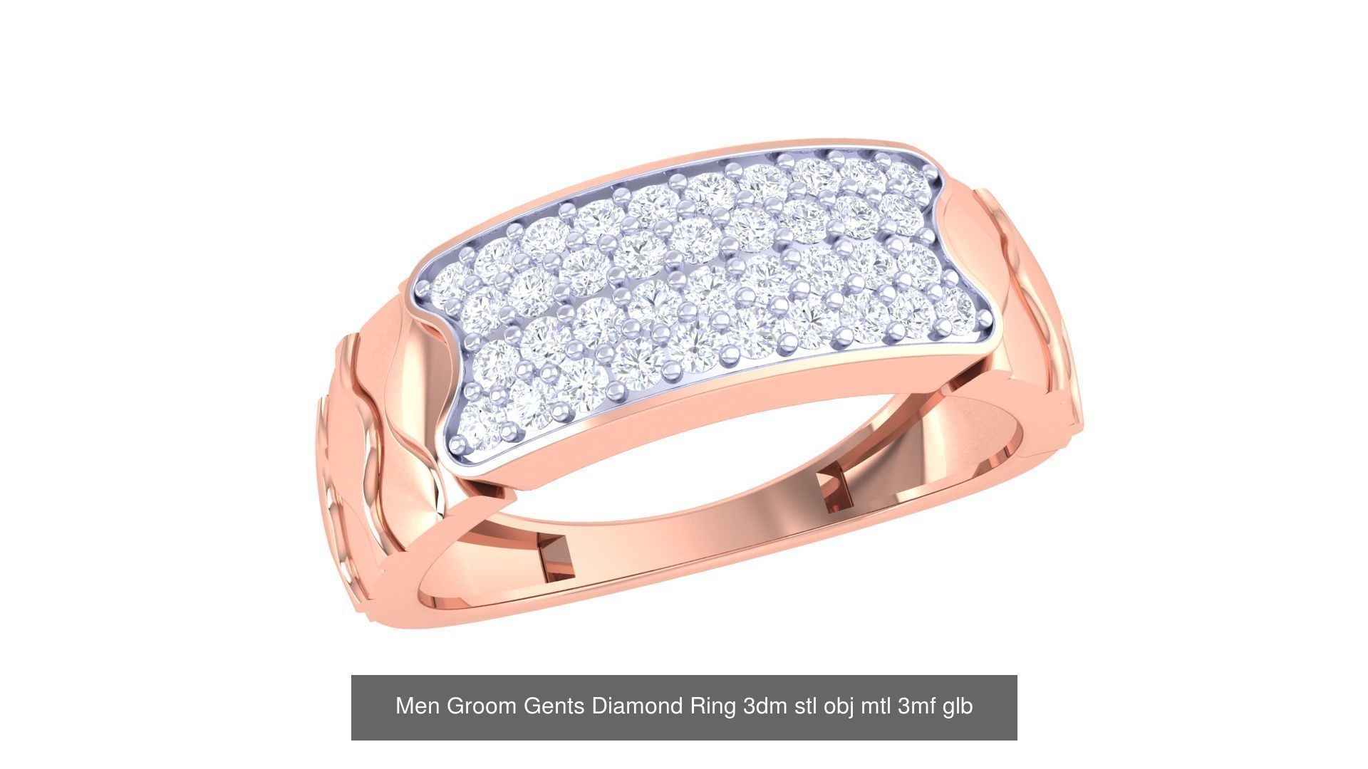 197 Men Groom Gents Diamond Ring 3dm stl obj mtl 3mf glb 3D Model Collection_151