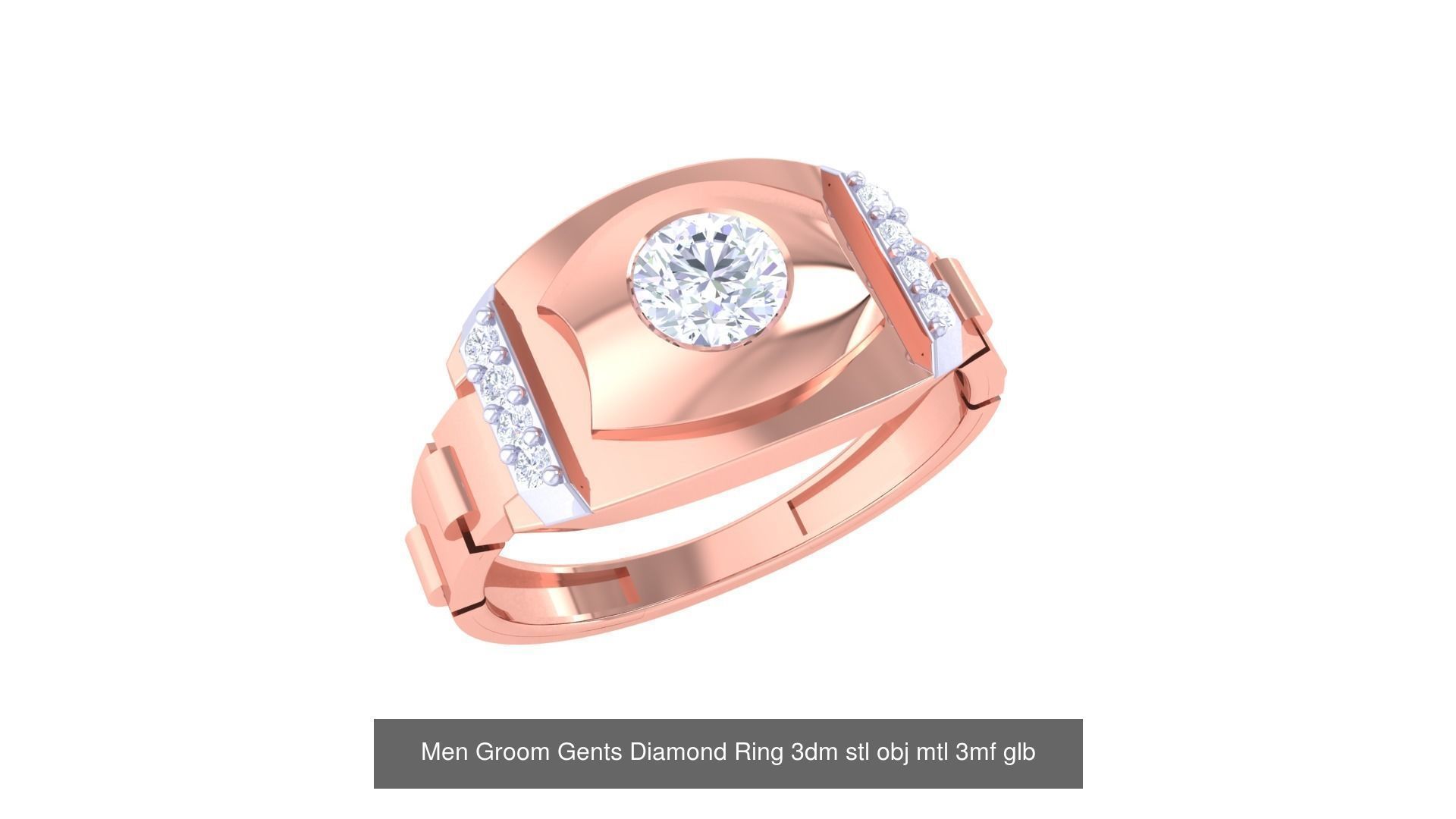 197 Men Groom Gents Diamond Ring 3dm stl obj mtl 3mf glb 3D Model Collection_113