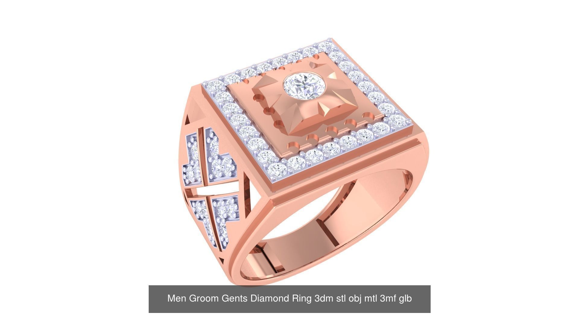 197 Men Groom Gents Diamond Ring 3dm stl obj mtl 3mf glb 3D Model Collection_122