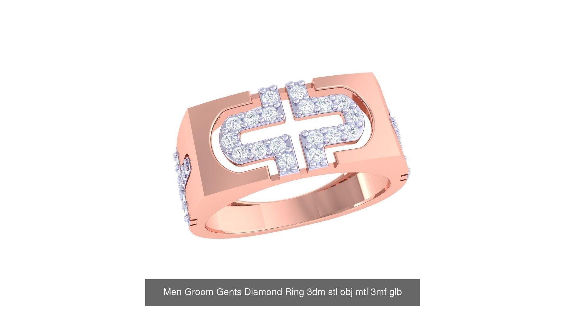 197 Men Groom Gents Diamond Ring 3dm stl obj mtl 3mf glb 3D Model Collection_92