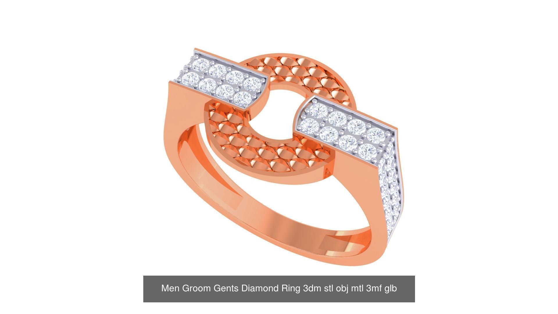 197 Men Groom Gents Diamond Ring 3dm stl obj mtl 3mf glb 3D Model Collection_22