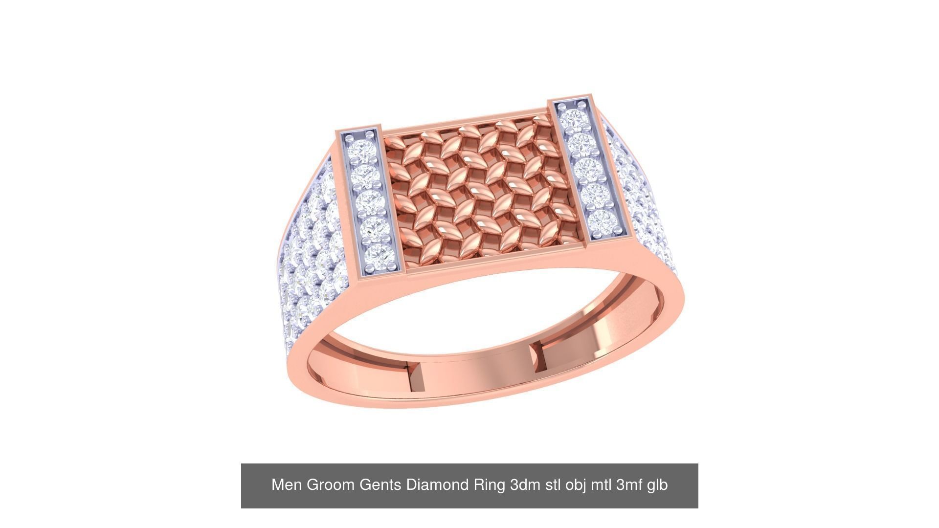 197 Men Groom Gents Diamond Ring 3dm stl obj mtl 3mf glb 3D Model Collection_178