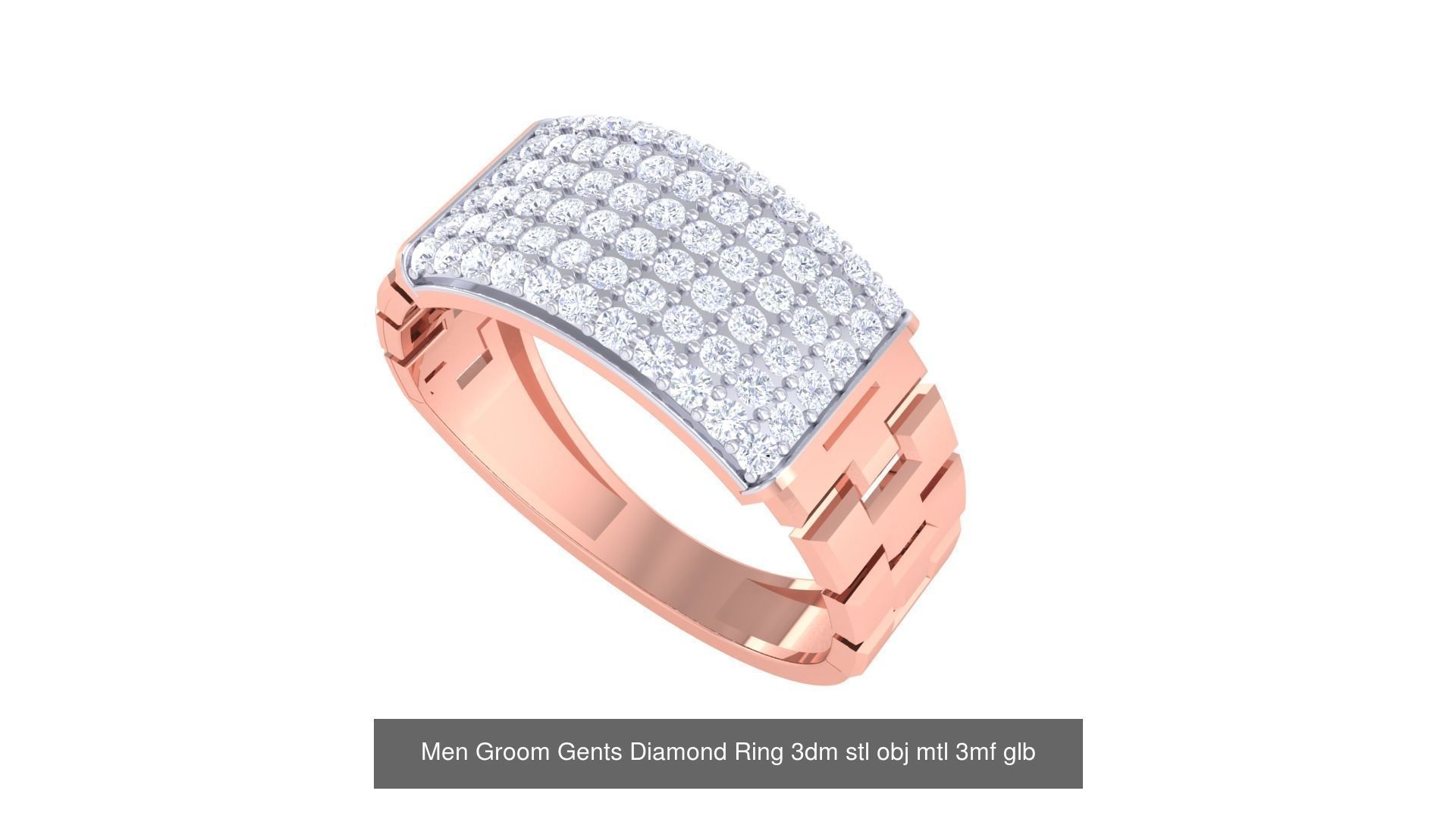 197 Men Groom Gents Diamond Ring 3dm stl obj mtl 3mf glb 3D Model Collection_26