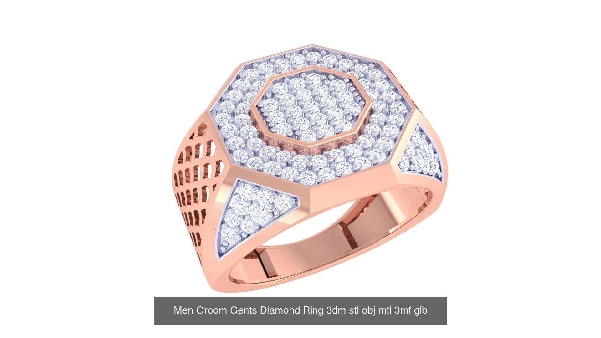 197 Men Groom Gents Diamond Ring 3dm stl obj mtl 3mf glb 3D Model Collection_140