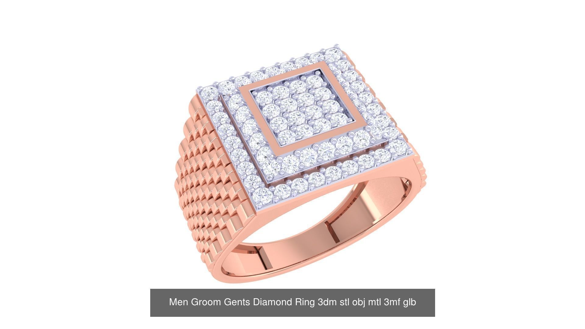 197 Men Groom Gents Diamond Ring 3dm stl obj mtl 3mf glb 3D Model Collection_182