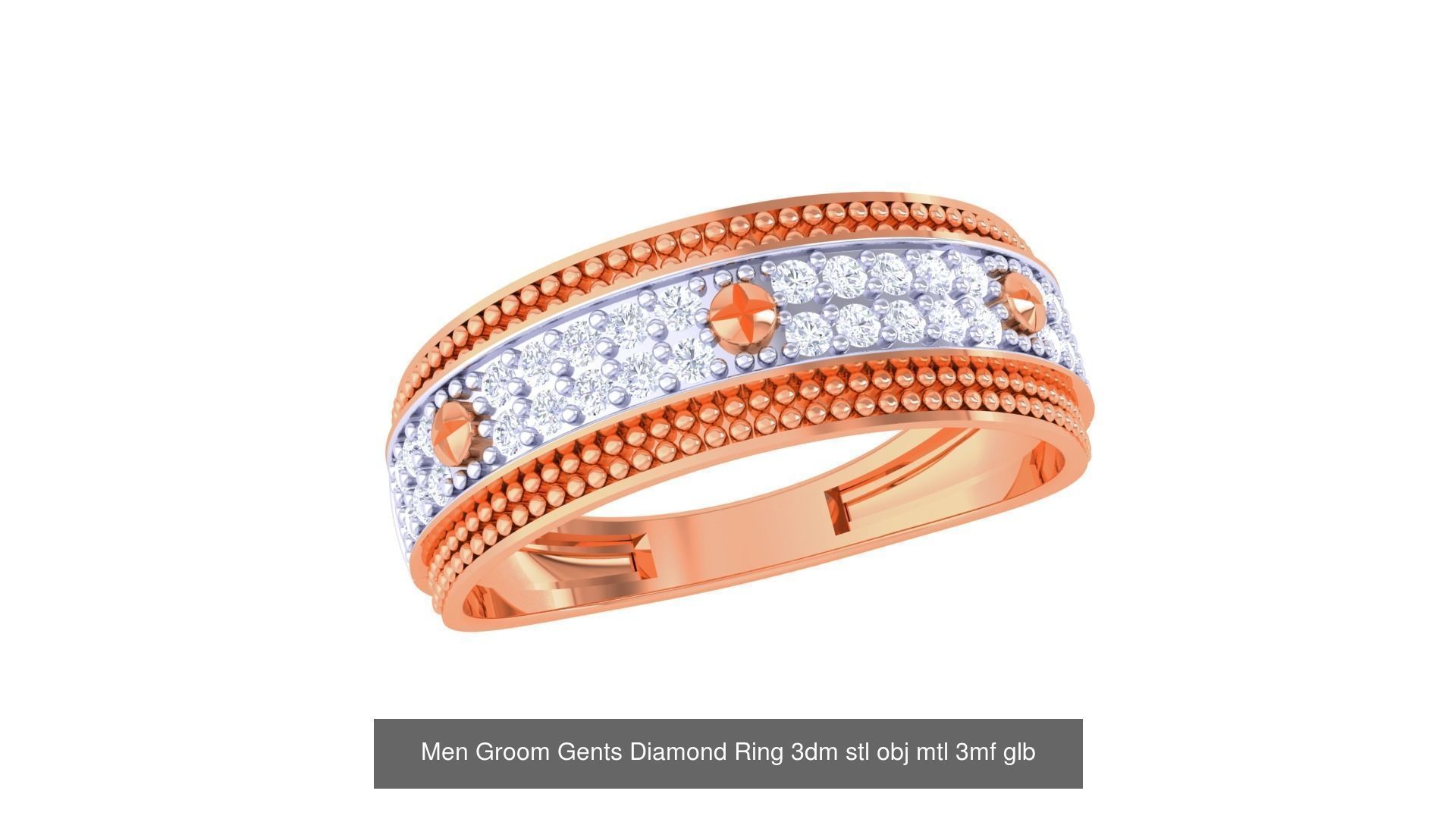 197 Men Groom Gents Diamond Ring 3dm stl obj mtl 3mf glb 3D Model Collection_90