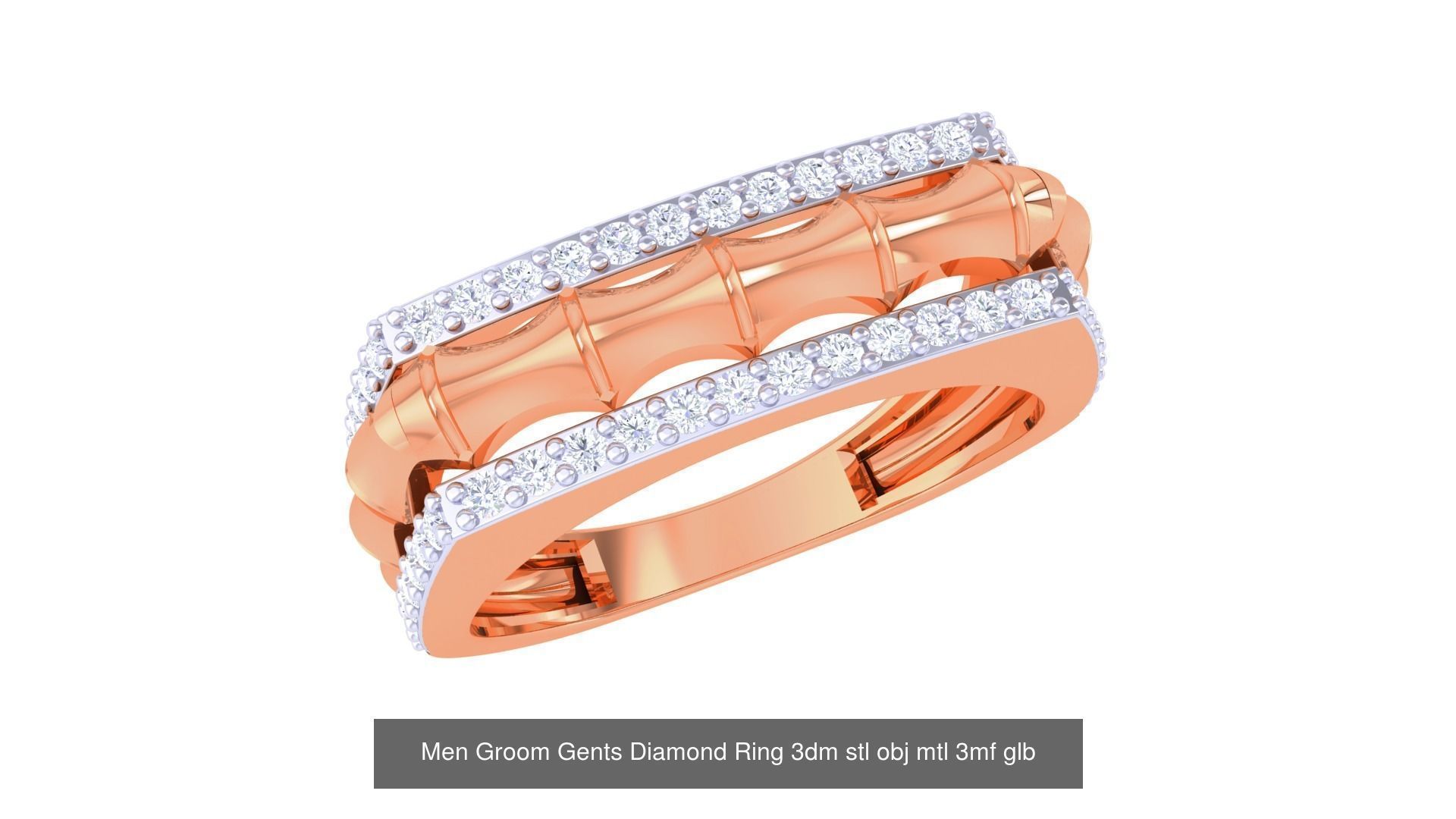 197 Men Groom Gents Diamond Ring 3dm stl obj mtl 3mf glb 3D Model Collection_72