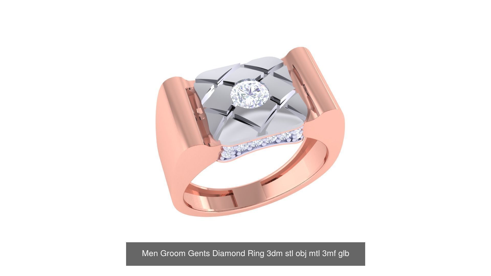 197 Men Groom Gents Diamond Ring 3dm stl obj mtl 3mf glb 3D Model Collection_110