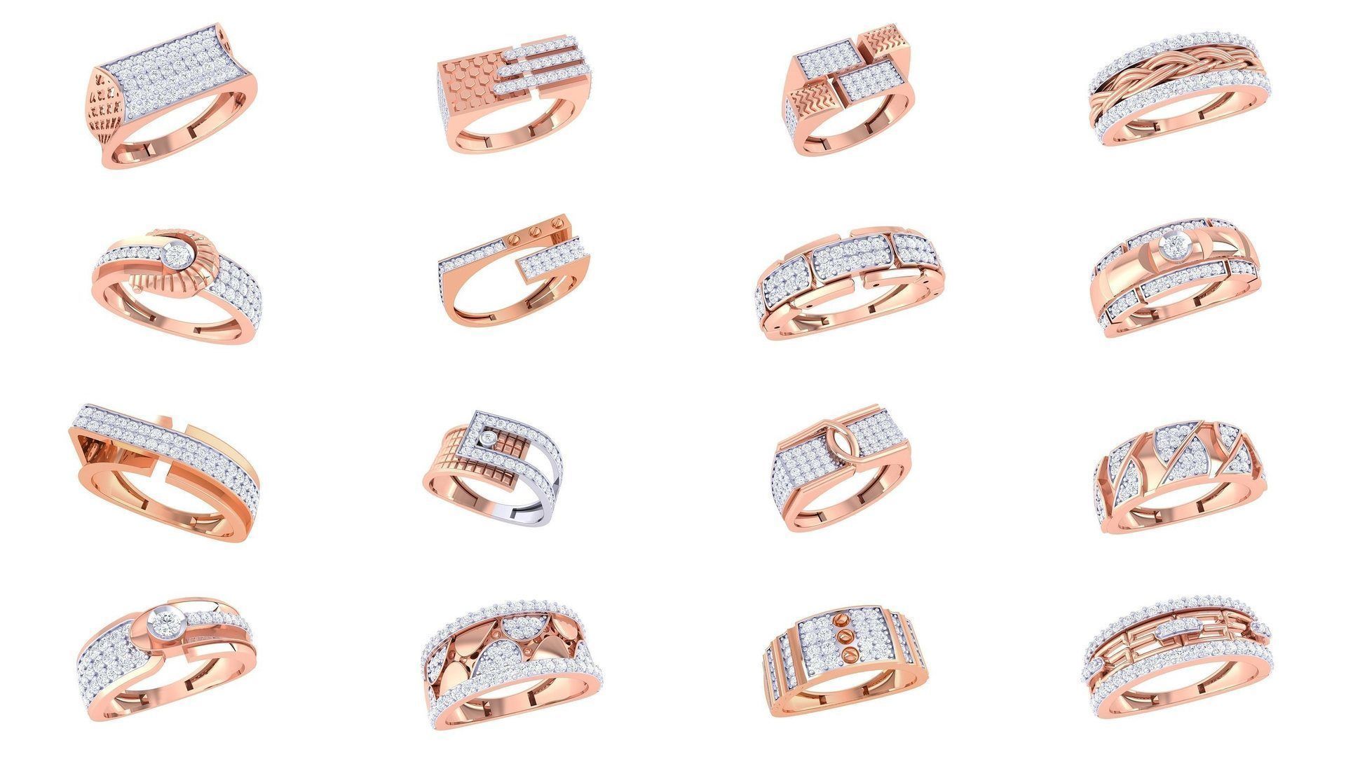 197 Men Groom Gents Diamond Ring 3dm stl obj mtl 3mf glb 3D Model Collection_9