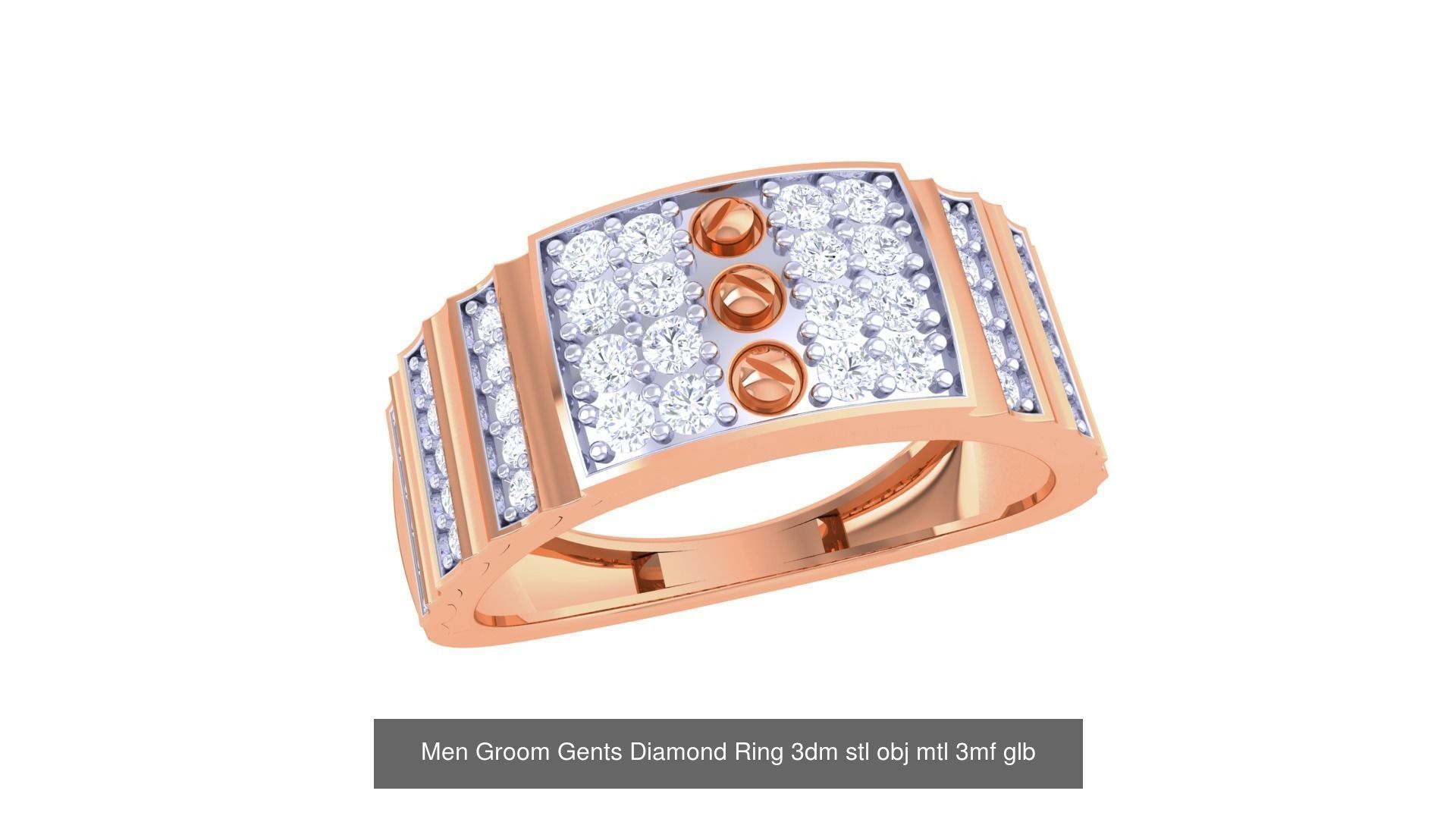 197 Men Groom Gents Diamond Ring 3dm stl obj mtl 3mf glb 3D Model Collection_170