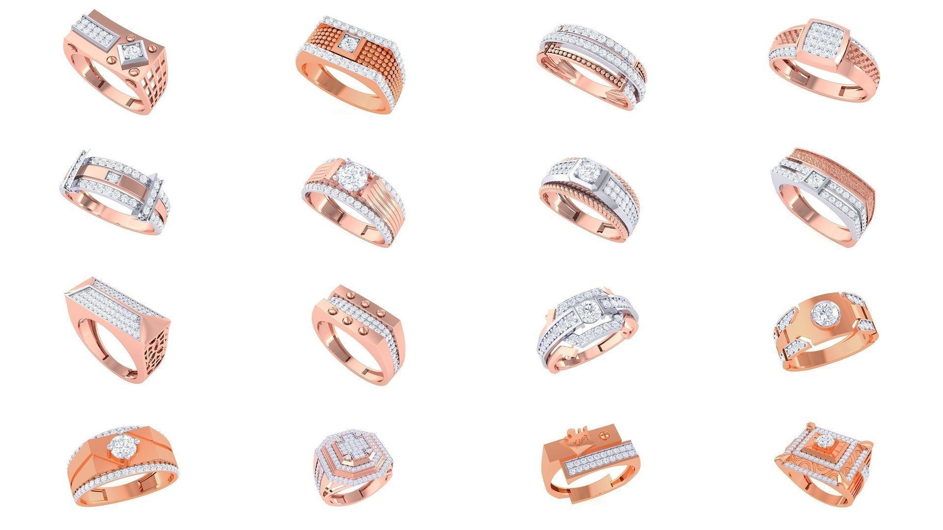 197 Men Groom Gents Diamond Ring 3dm stl obj mtl 3mf glb 3D Model Collection_2