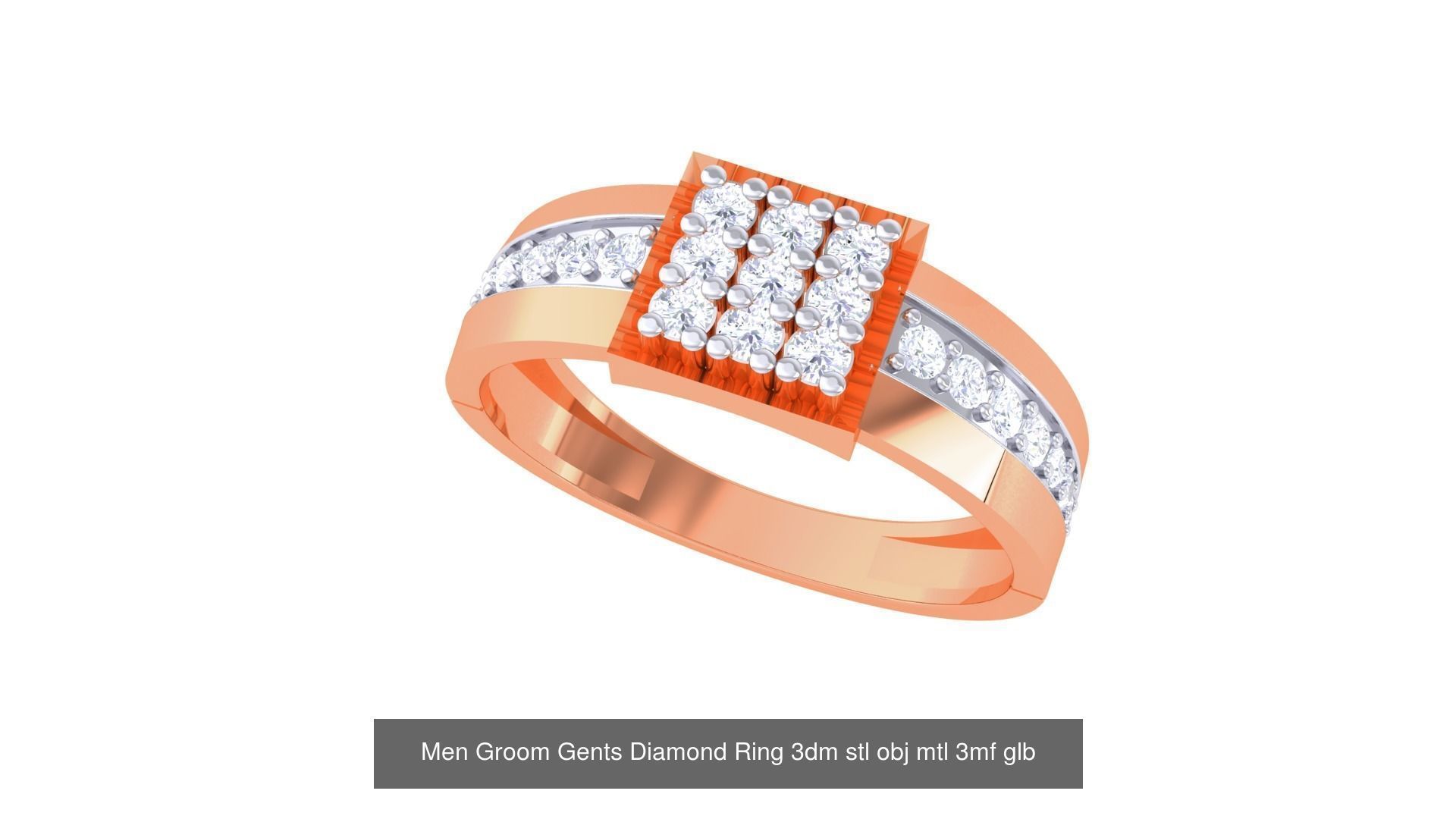 197 Men Groom Gents Diamond Ring 3dm stl obj mtl 3mf glb 3D Model Collection_14