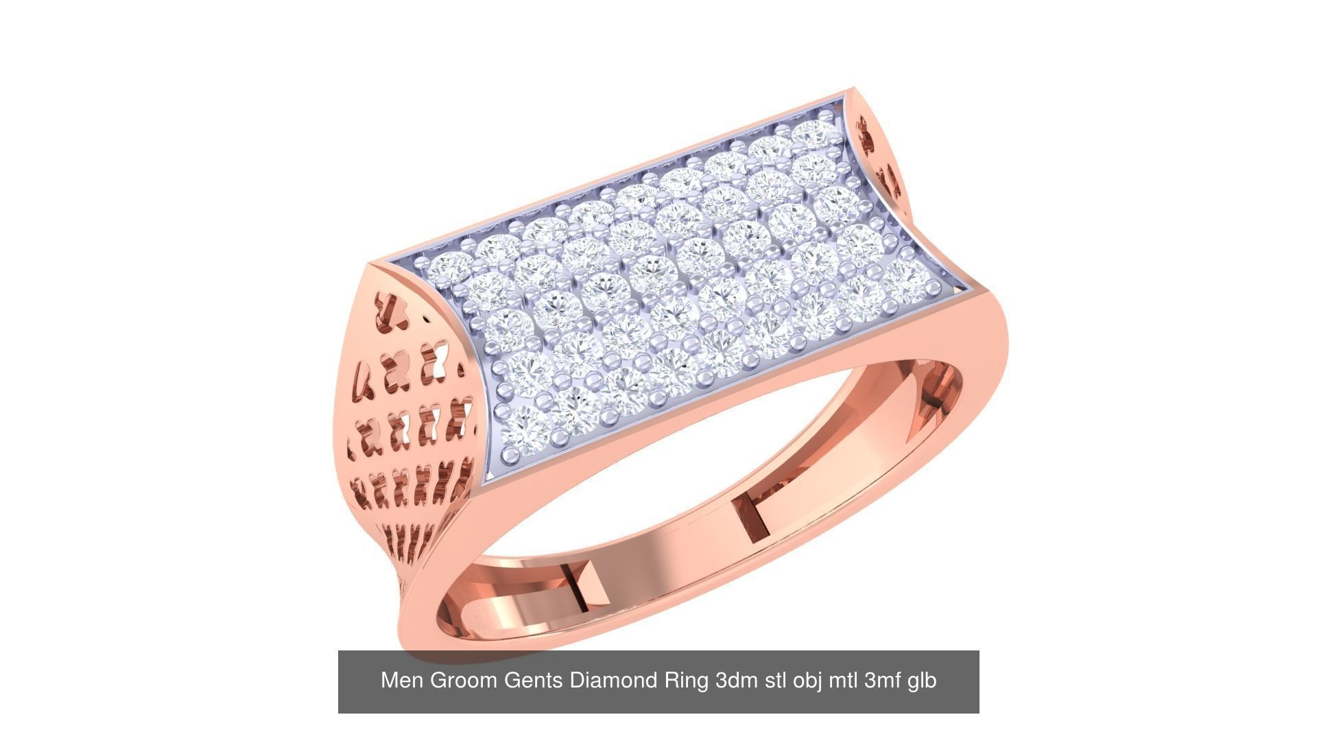 197 Men Groom Gents Diamond Ring 3dm stl obj mtl 3mf glb 3D Model Collection_156