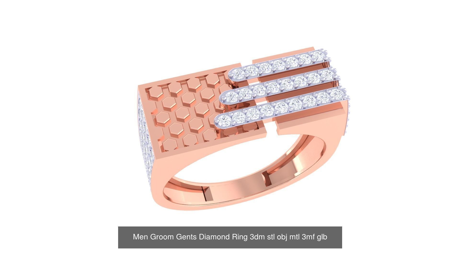 197 Men Groom Gents Diamond Ring 3dm stl obj mtl 3mf glb 3D Model Collection_157