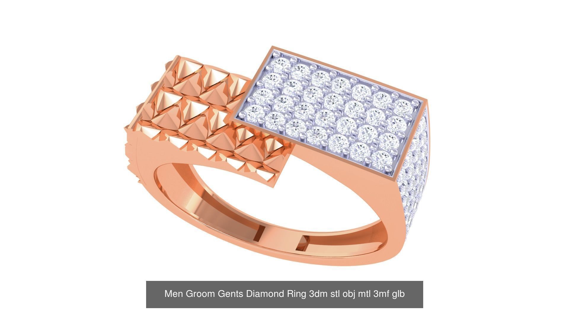 197 Men Groom Gents Diamond Ring 3dm stl obj mtl 3mf glb 3D Model Collection_185