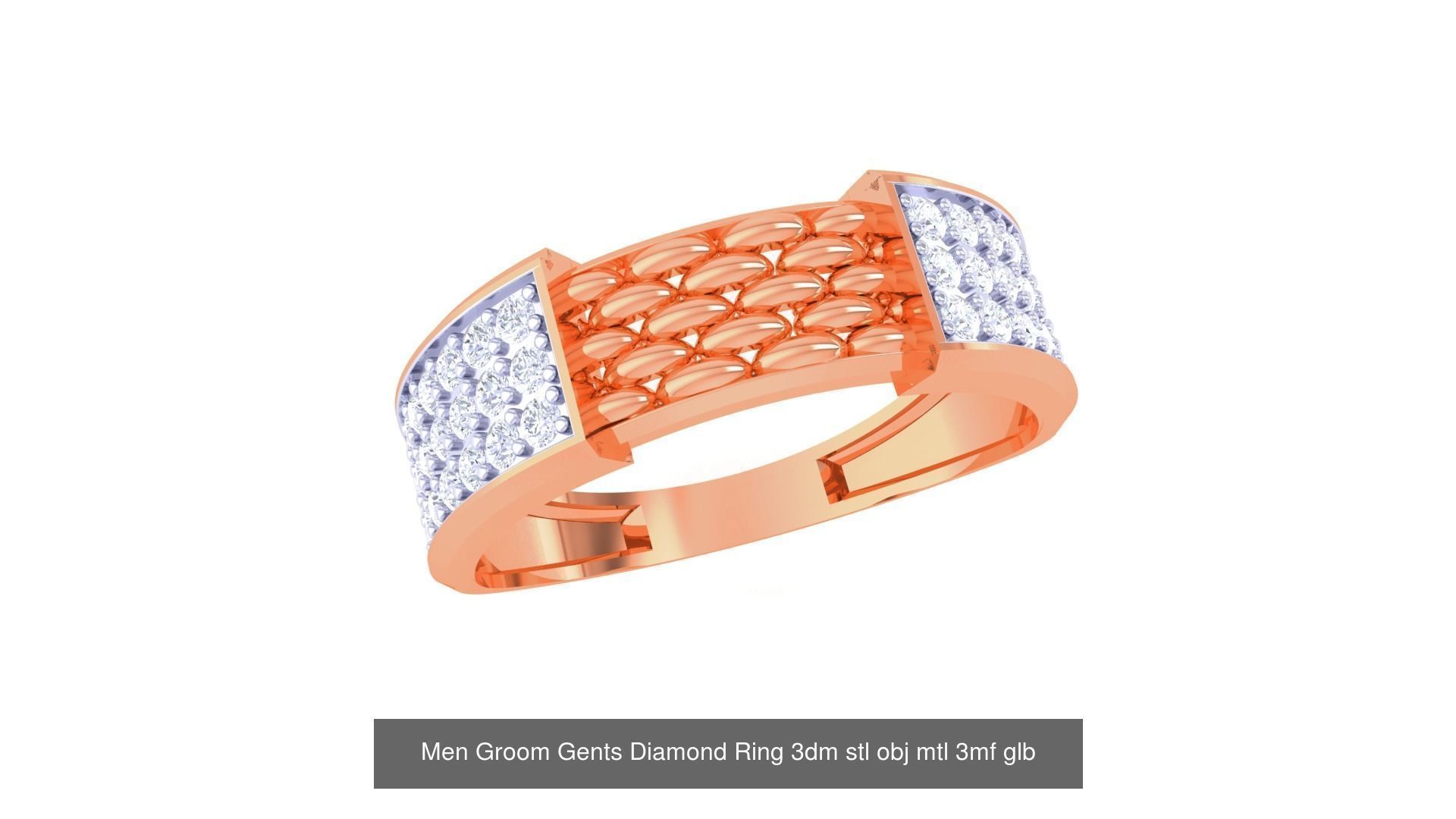 197 Men Groom Gents Diamond Ring 3dm stl obj mtl 3mf glb 3D Model Collection_85