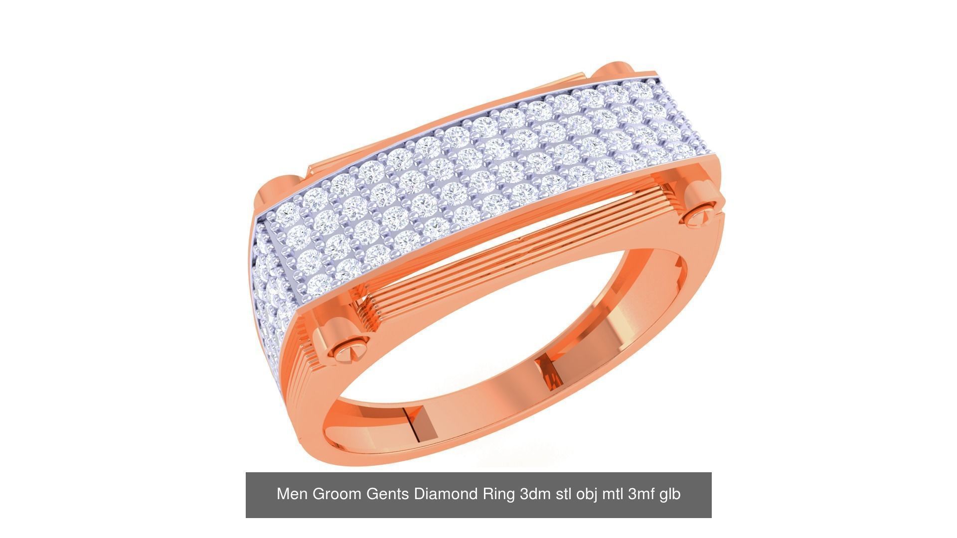 197 Men Groom Gents Diamond Ring 3dm stl obj mtl 3mf glb 3D Model Collection_81