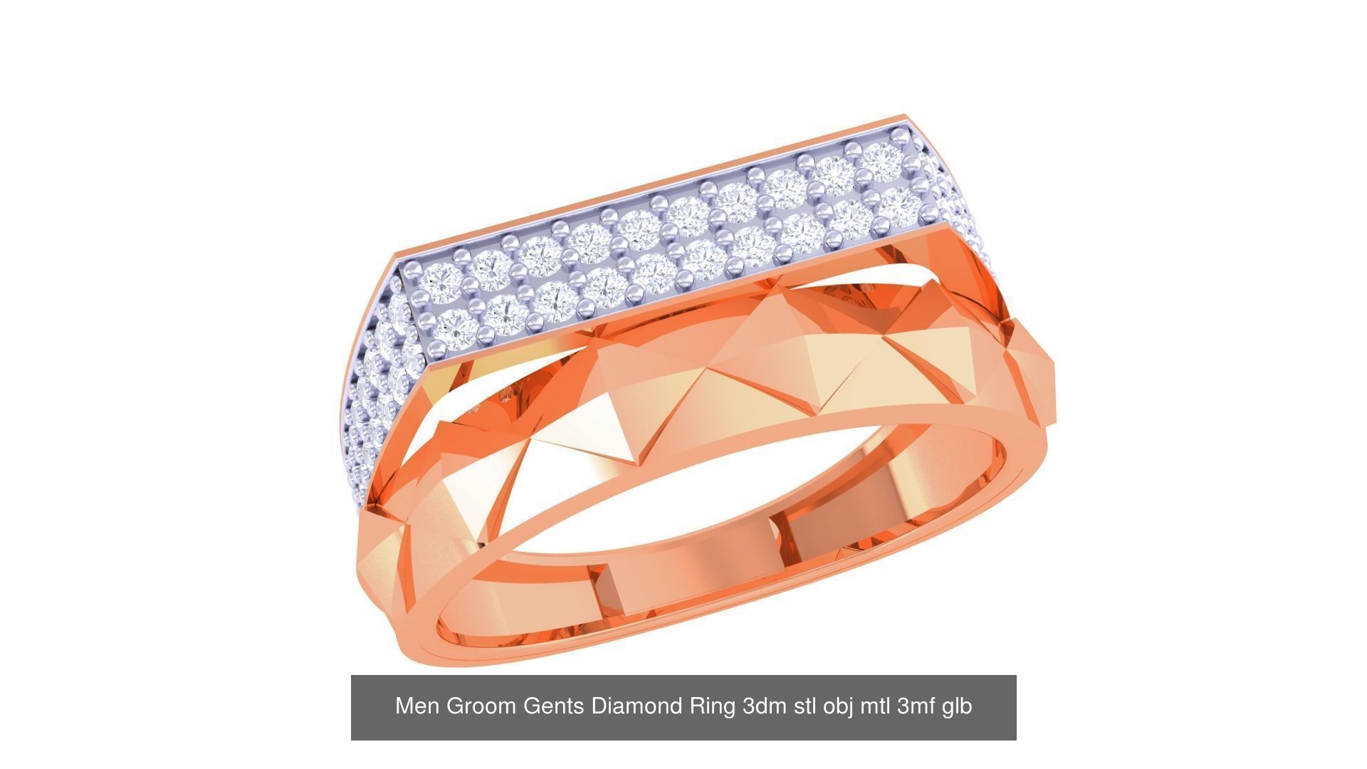 197 Men Groom Gents Diamond Ring 3dm stl obj mtl 3mf glb 3D Model Collection_103