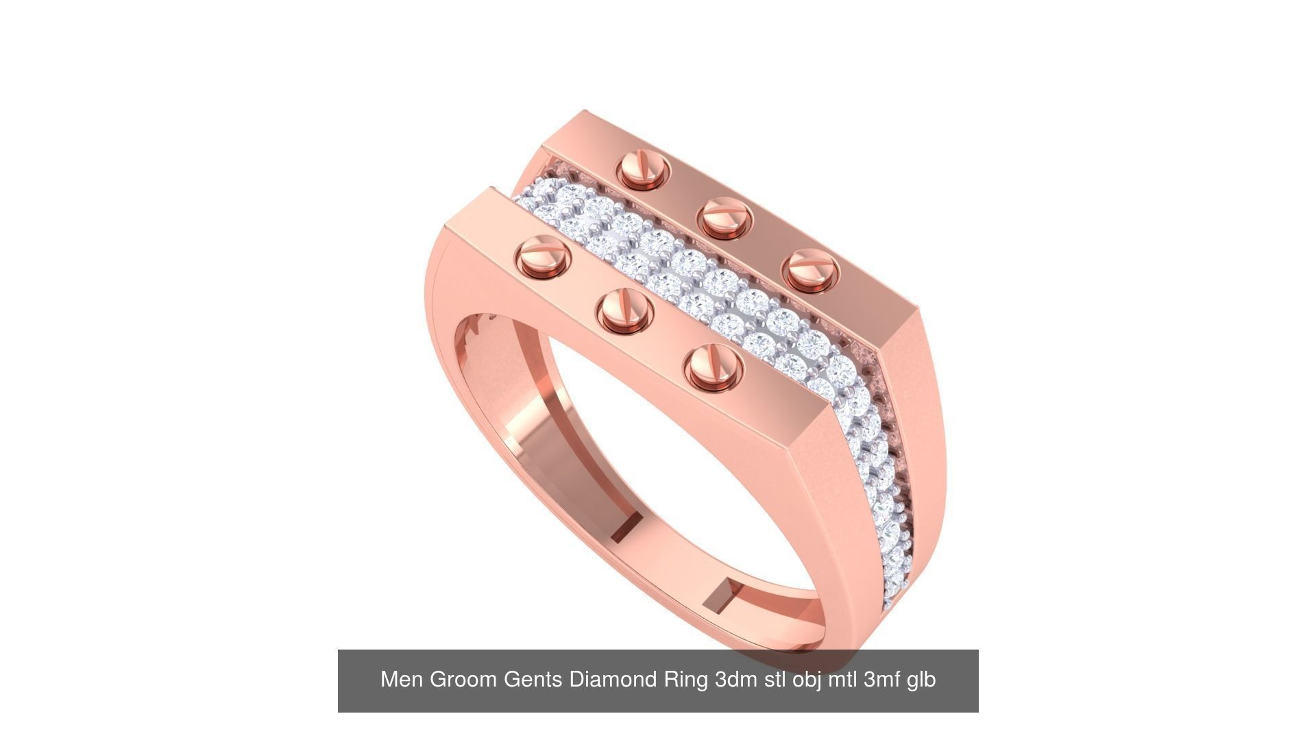 197 Men Groom Gents Diamond Ring 3dm stl obj mtl 3mf glb 3D Model Collection_53