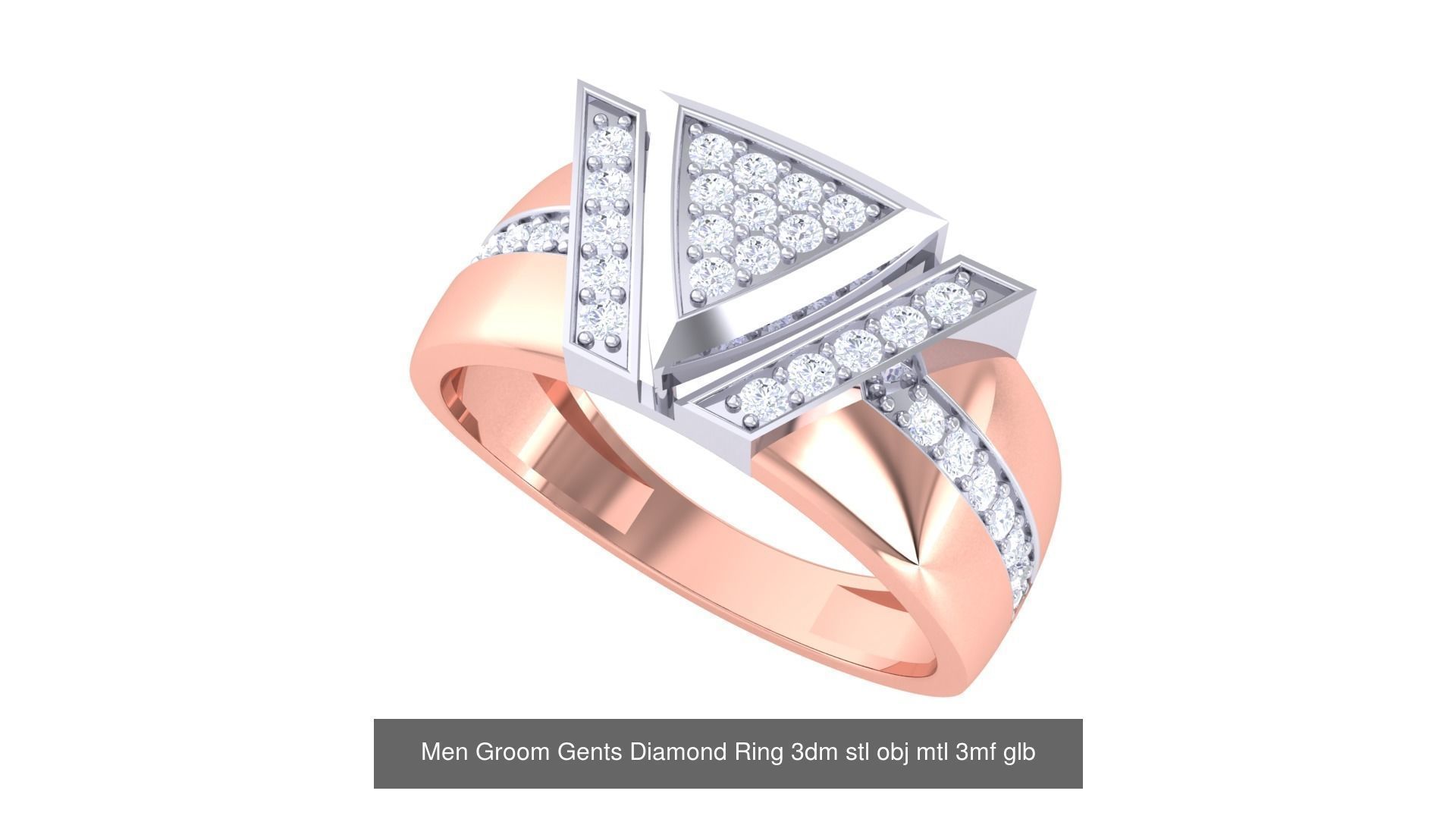 197 Men Groom Gents Diamond Ring 3dm stl obj mtl 3mf glb 3D Model Collection_23