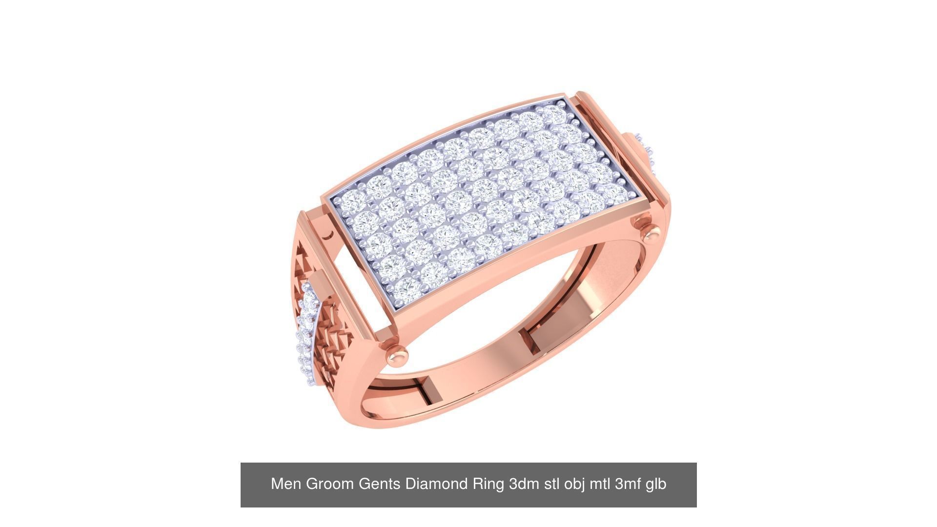 197 Men Groom Gents Diamond Ring 3dm stl obj mtl 3mf glb 3D Model Collection_155