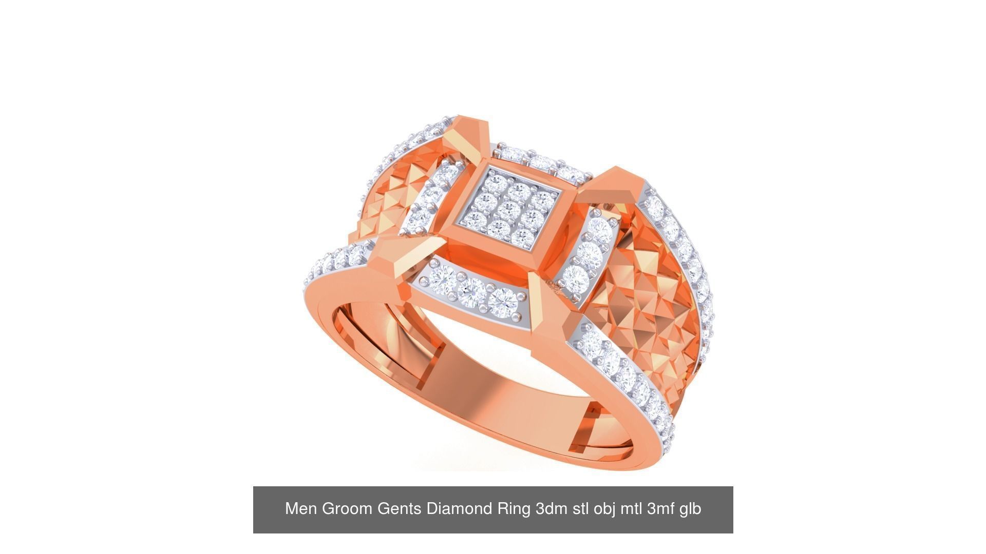 197 Men Groom Gents Diamond Ring 3dm stl obj mtl 3mf glb 3D Model Collection_41