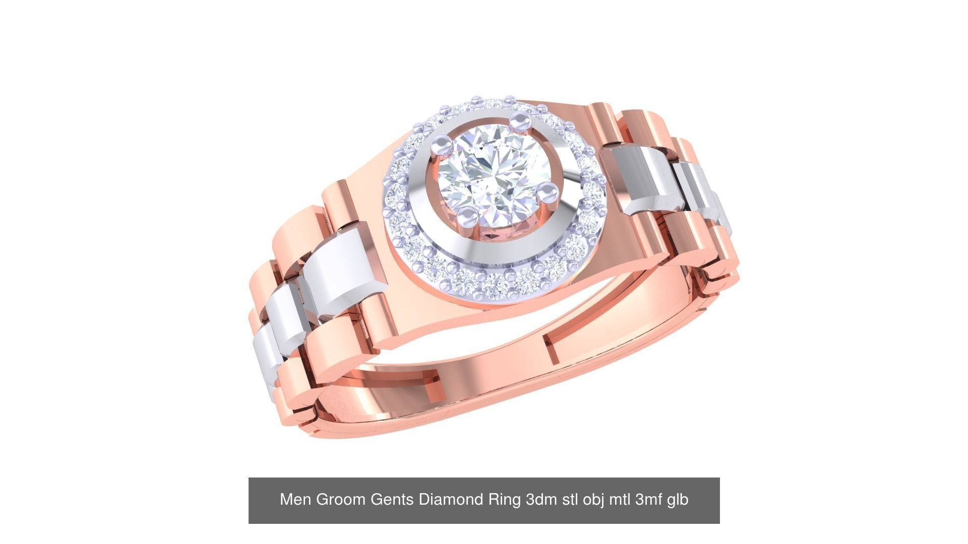 197 Men Groom Gents Diamond Ring 3dm stl obj mtl 3mf glb 3D Model Collection_80