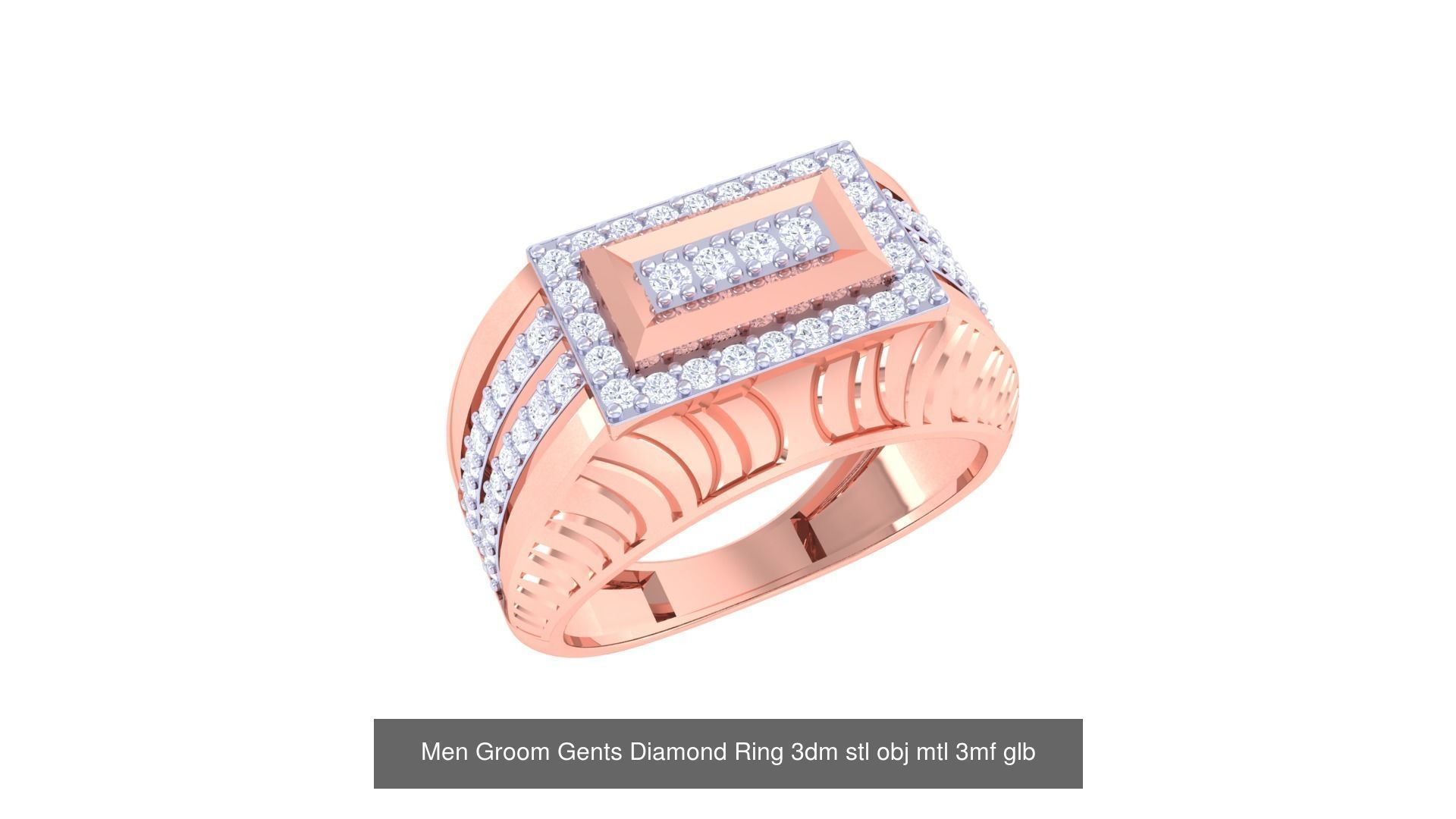 197 Men Groom Gents Diamond Ring 3dm stl obj mtl 3mf glb 3D Model Collection_77