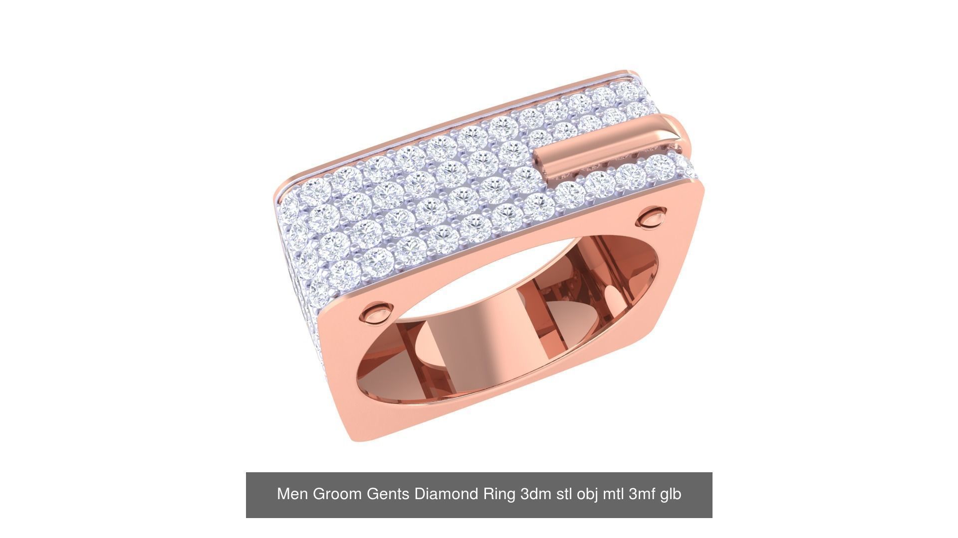 197 Men Groom Gents Diamond Ring 3dm stl obj mtl 3mf glb 3D Model Collection_115