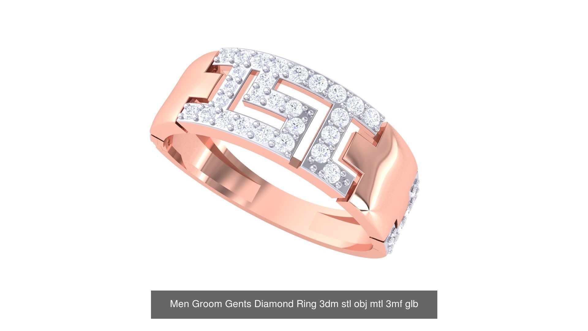 197 Men Groom Gents Diamond Ring 3dm stl obj mtl 3mf glb 3D Model Collection_25