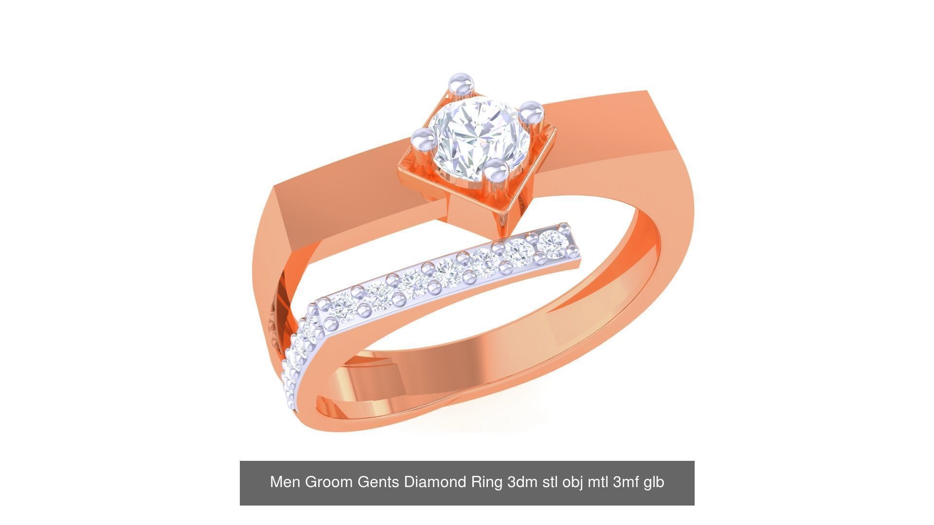 197 Men Groom Gents Diamond Ring 3dm stl obj mtl 3mf glb 3D Model Collection_104