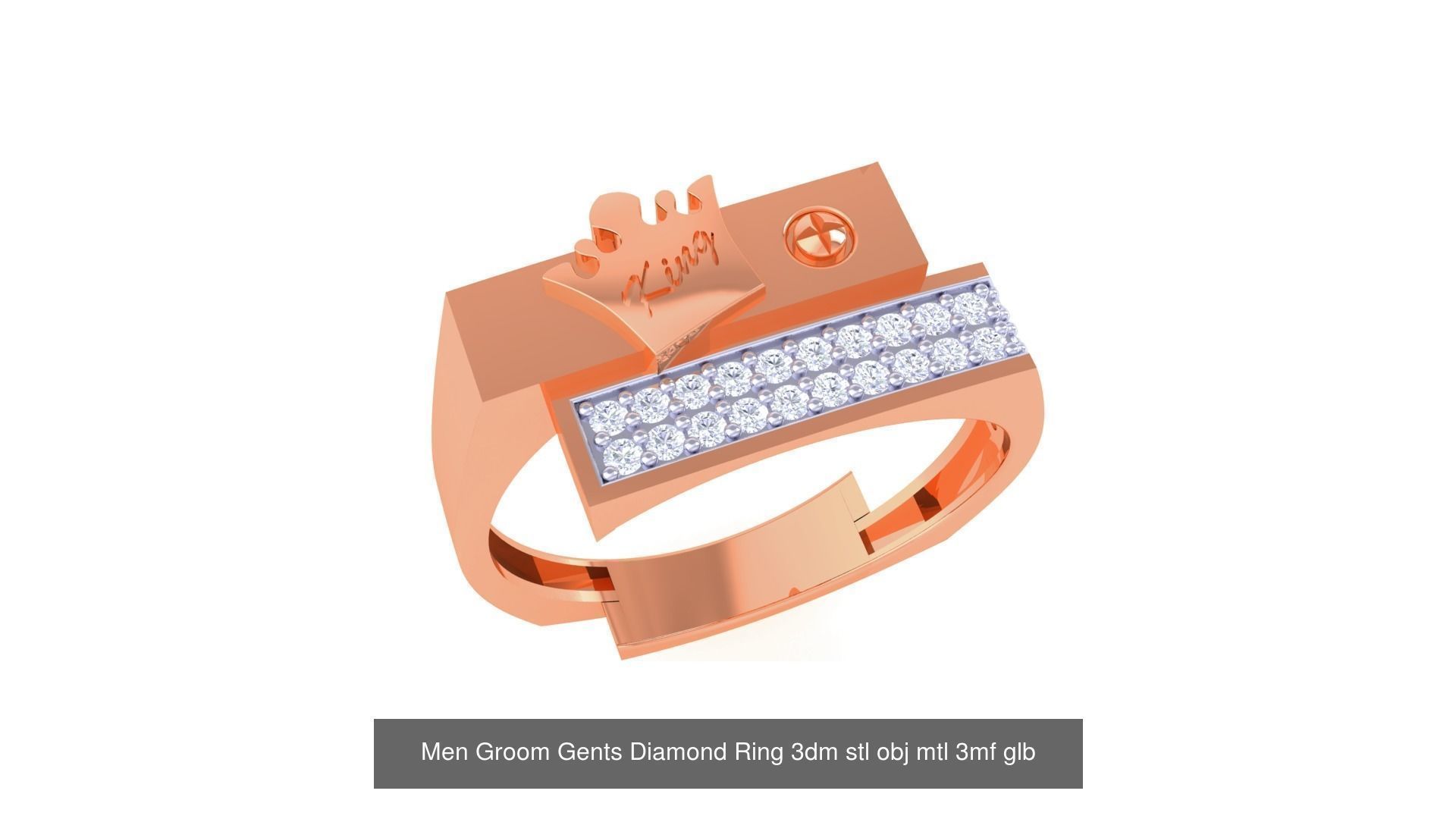 197 Men Groom Gents Diamond Ring 3dm stl obj mtl 3mf glb 3D Model Collection_58