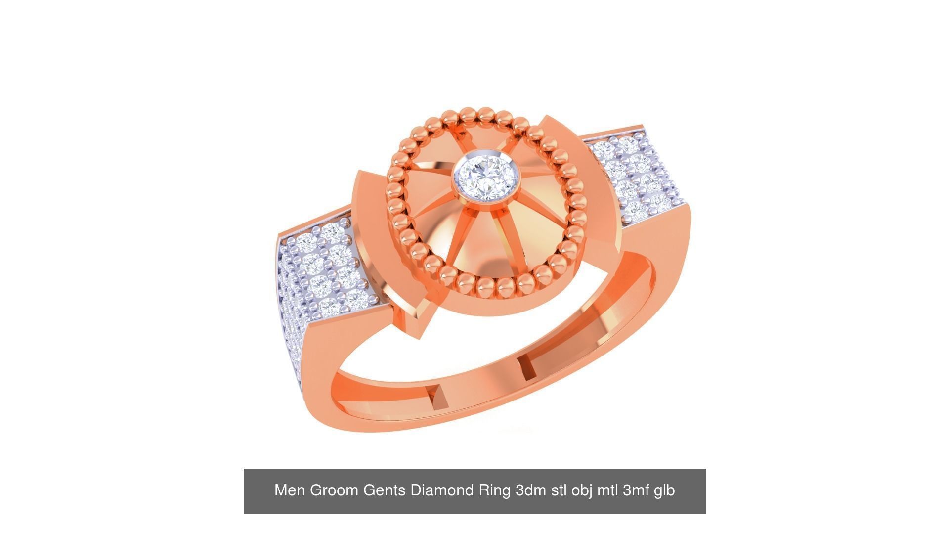 197 Men Groom Gents Diamond Ring 3dm stl obj mtl 3mf glb 3D Model Collection_79