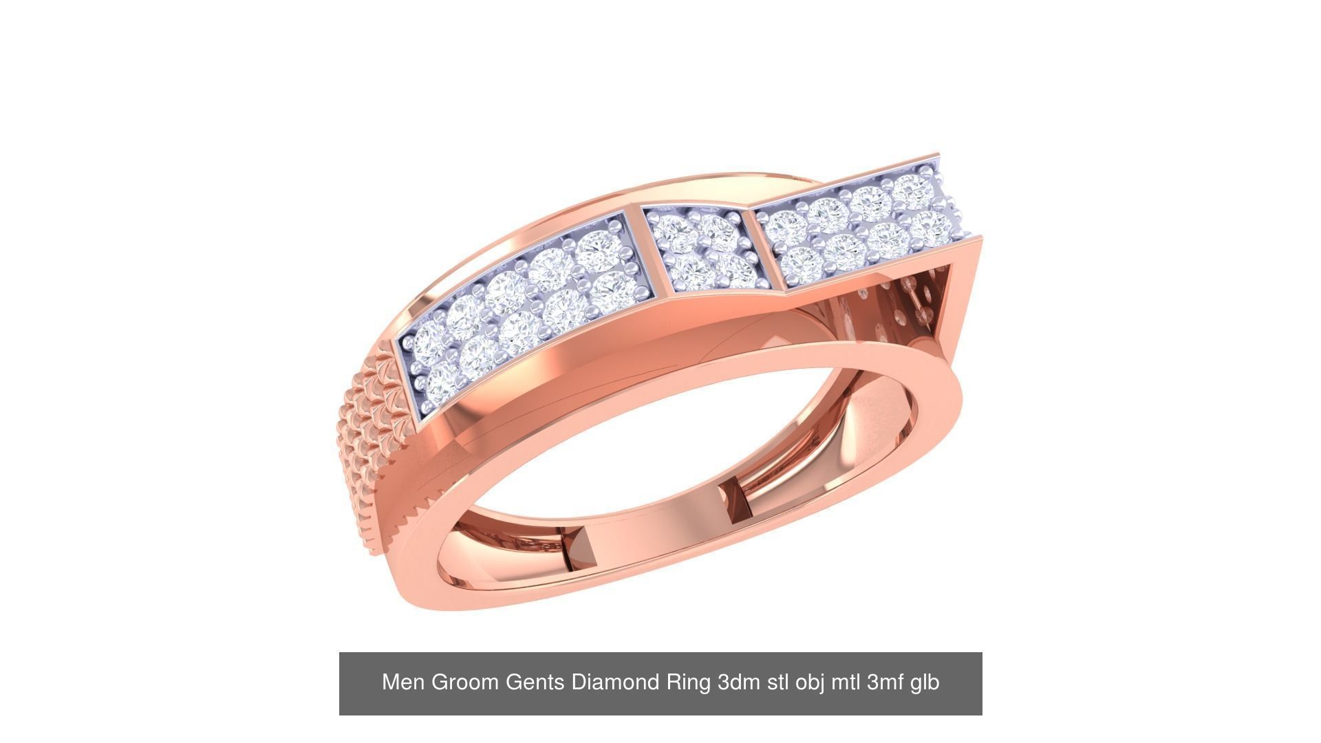 197 Men Groom Gents Diamond Ring 3dm stl obj mtl 3mf glb 3D Model Collection_150