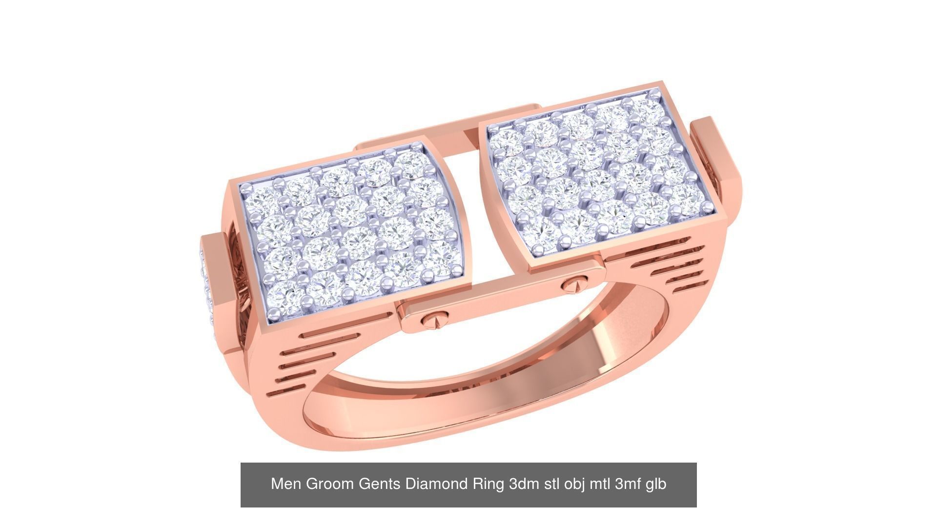 197 Men Groom Gents Diamond Ring 3dm stl obj mtl 3mf glb 3D Model Collection_136