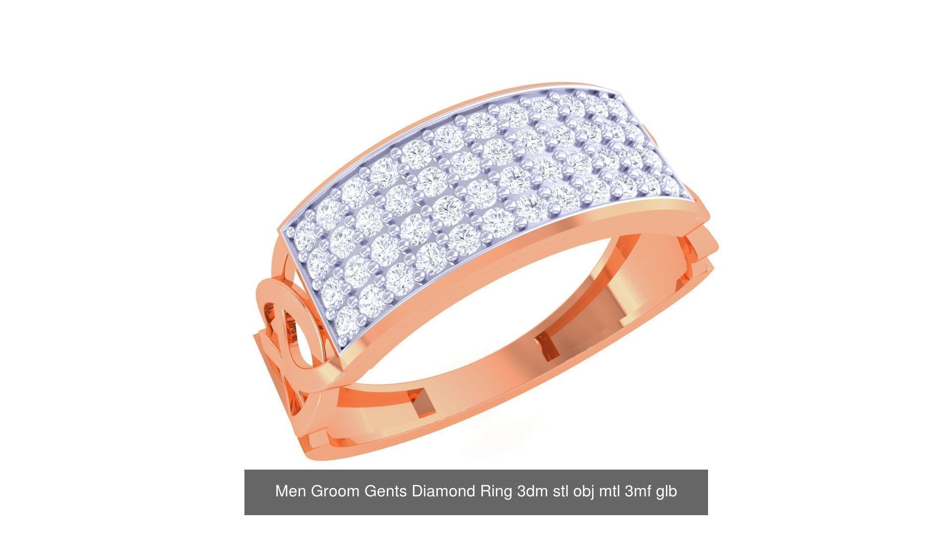 197 Men Groom Gents Diamond Ring 3dm stl obj mtl 3mf glb 3D Model Collection_83