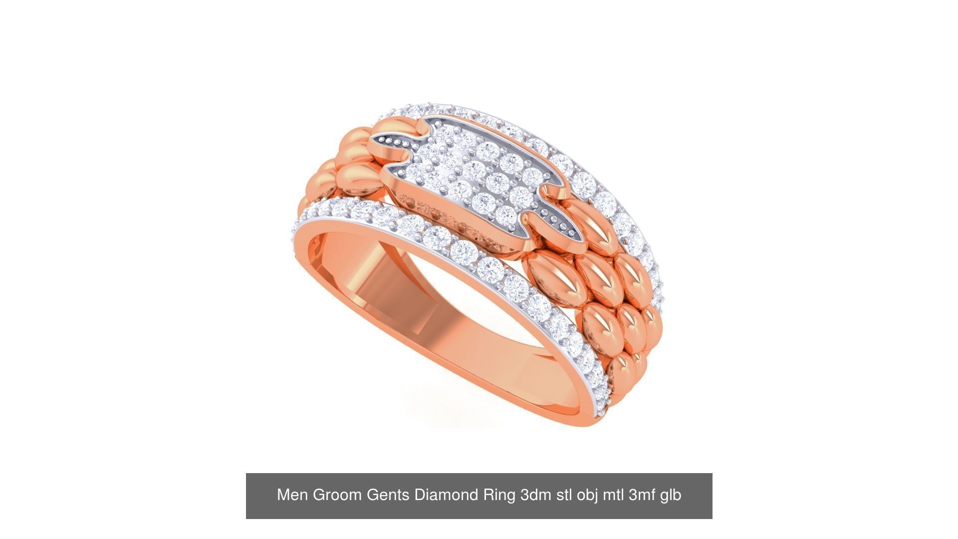 197 Men Groom Gents Diamond Ring 3dm stl obj mtl 3mf glb 3D Model Collection_38