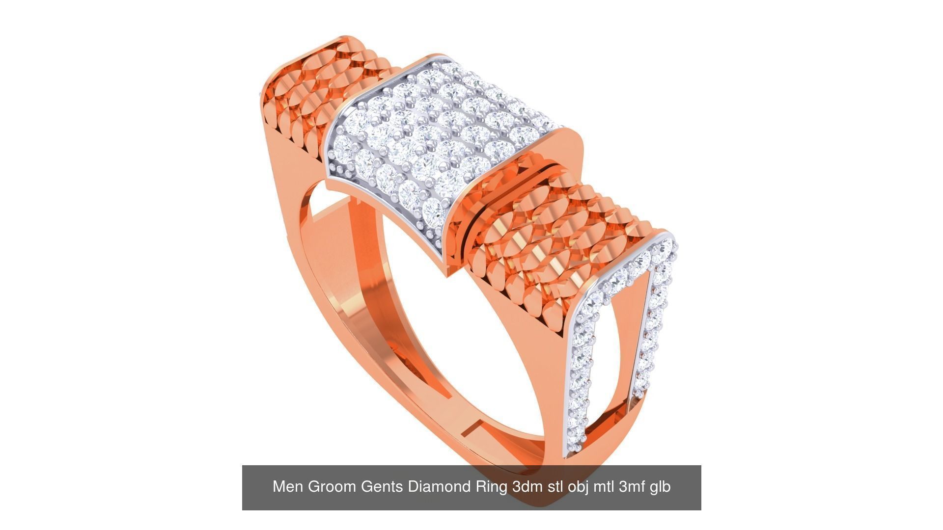 197 Men Groom Gents Diamond Ring 3dm stl obj mtl 3mf glb 3D Model Collection_30