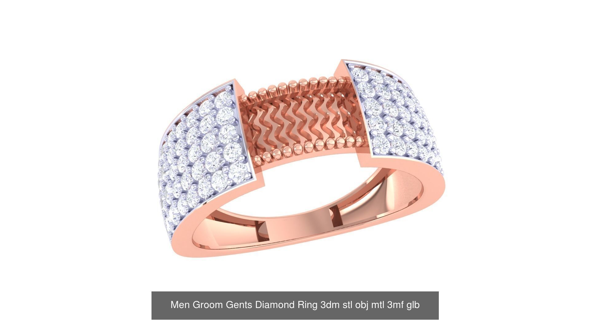 197 Men Groom Gents Diamond Ring 3dm stl obj mtl 3mf glb 3D Model Collection_172