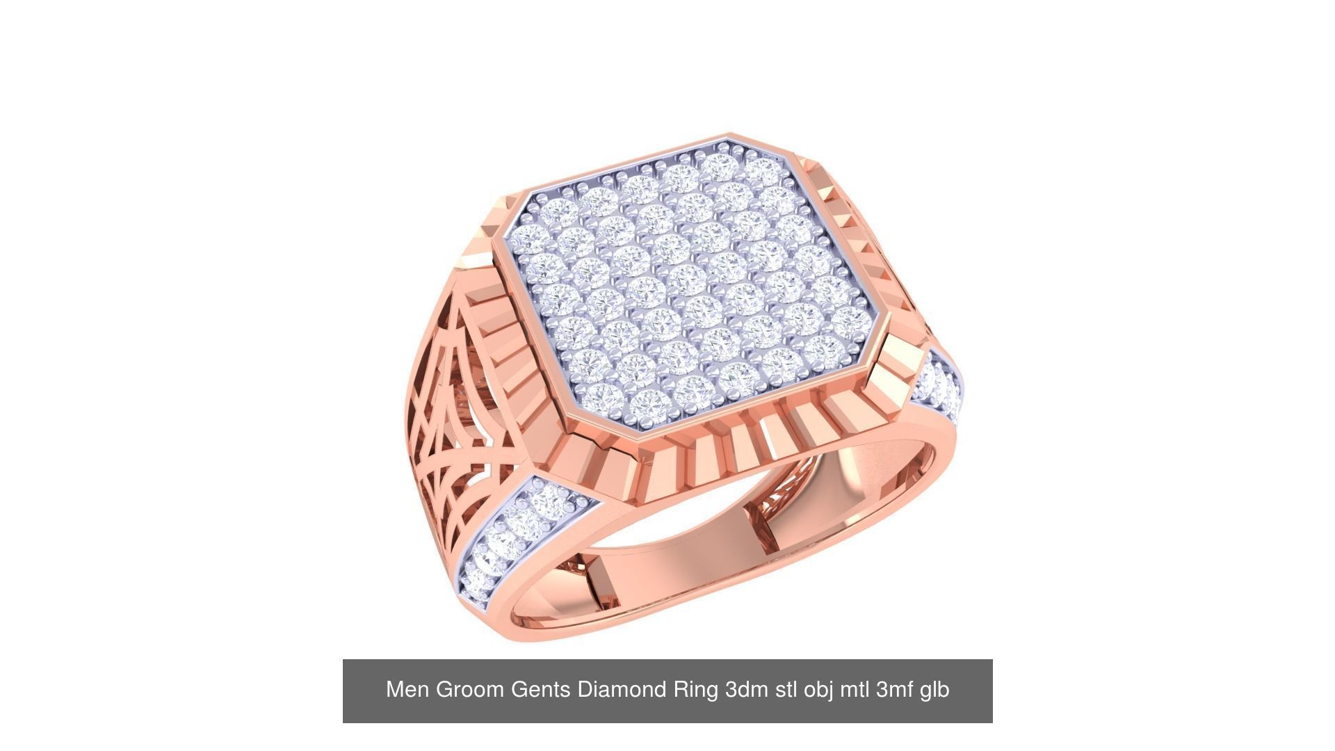 197 Men Groom Gents Diamond Ring 3dm stl obj mtl 3mf glb 3D Model Collection_147