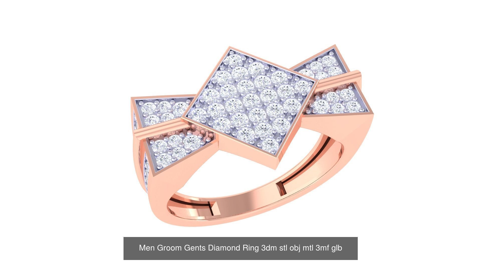 197 Men Groom Gents Diamond Ring 3dm stl obj mtl 3mf glb 3D Model Collection_154