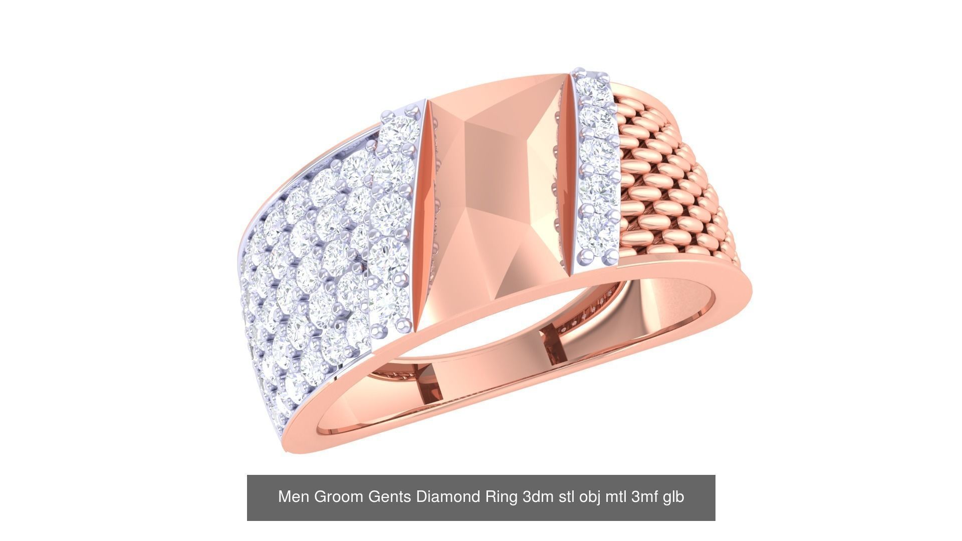 197 Men Groom Gents Diamond Ring 3dm stl obj mtl 3mf glb 3D Model Collection_189