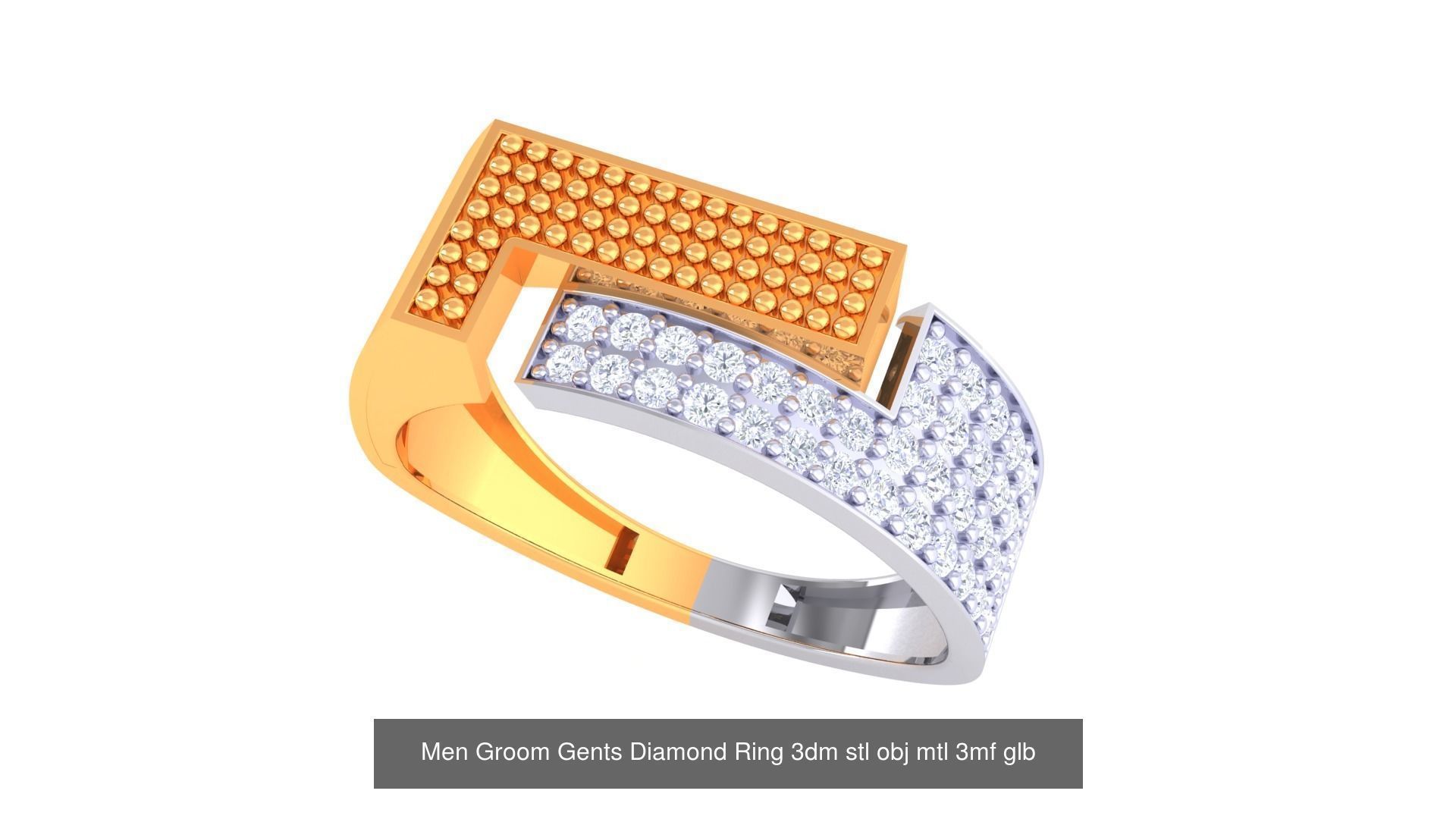 197 Men Groom Gents Diamond Ring 3dm stl obj mtl 3mf glb 3D Model Collection_84