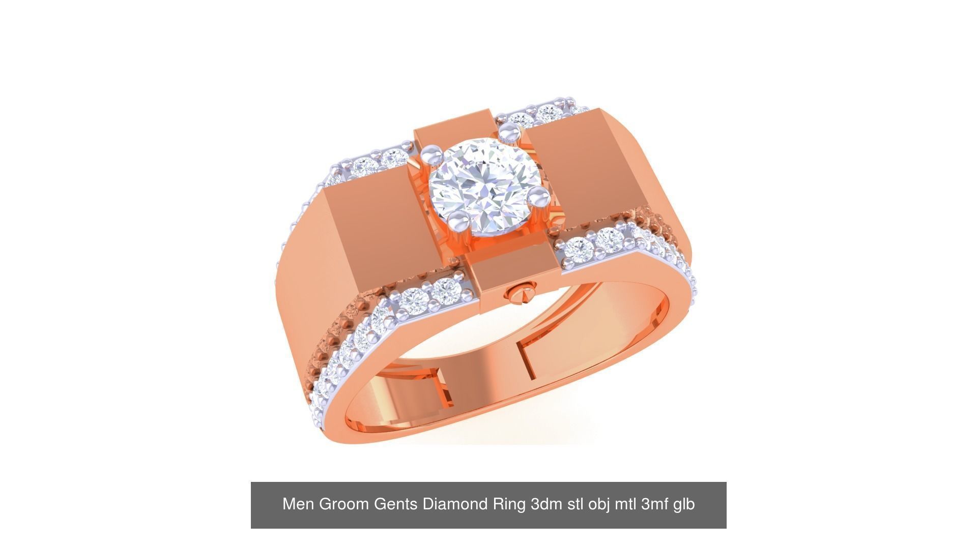 197 Men Groom Gents Diamond Ring 3dm stl obj mtl 3mf glb 3D Model Collection_89