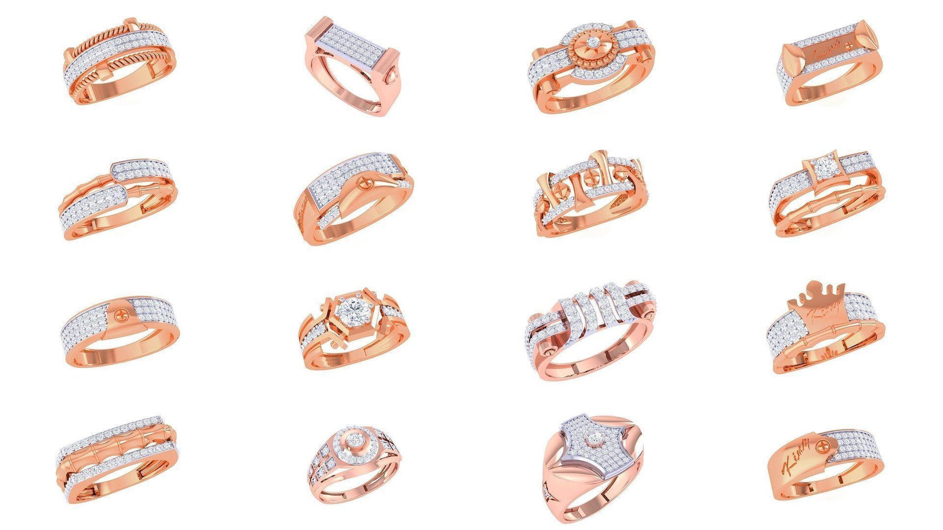 197 Men Groom Gents Diamond Ring 3dm stl obj mtl 3mf glb 3D Model Collection_3