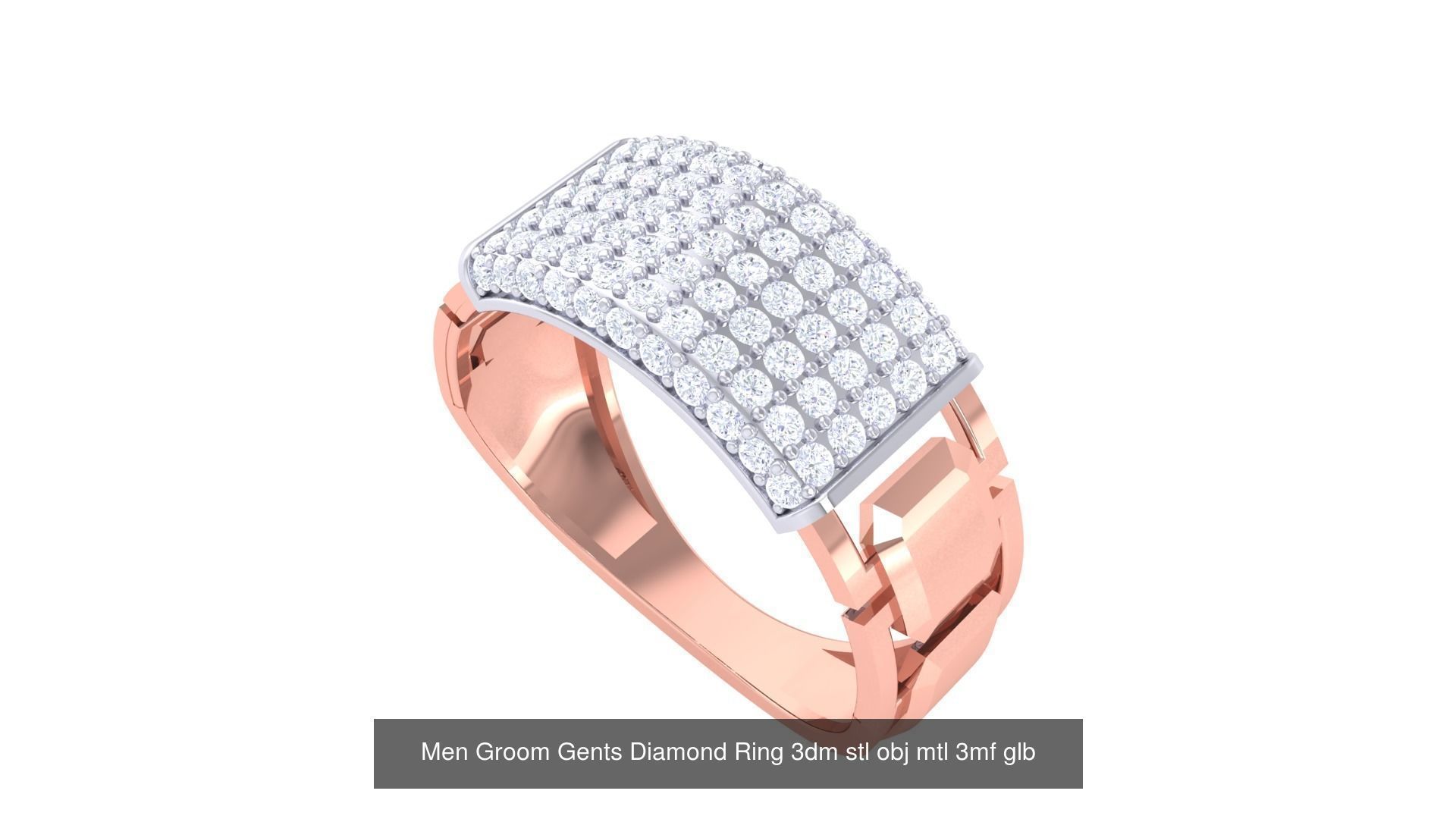 197 Men Groom Gents Diamond Ring 3dm stl obj mtl 3mf glb 3D Model Collection_28