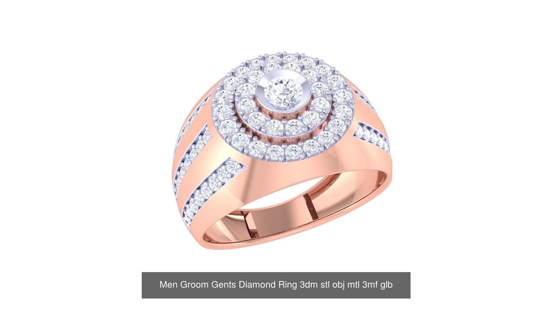 197 Men Groom Gents Diamond Ring 3dm stl obj mtl 3mf glb 3D Model Collection_142