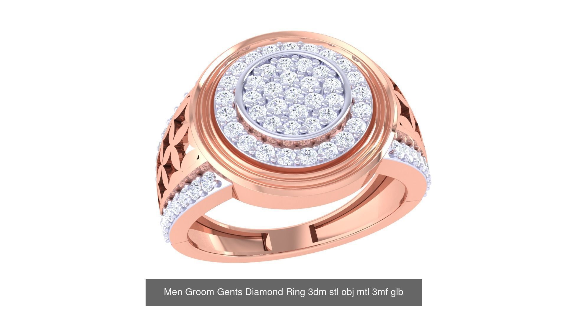 197 Men Groom Gents Diamond Ring 3dm stl obj mtl 3mf glb 3D Model Collection_116