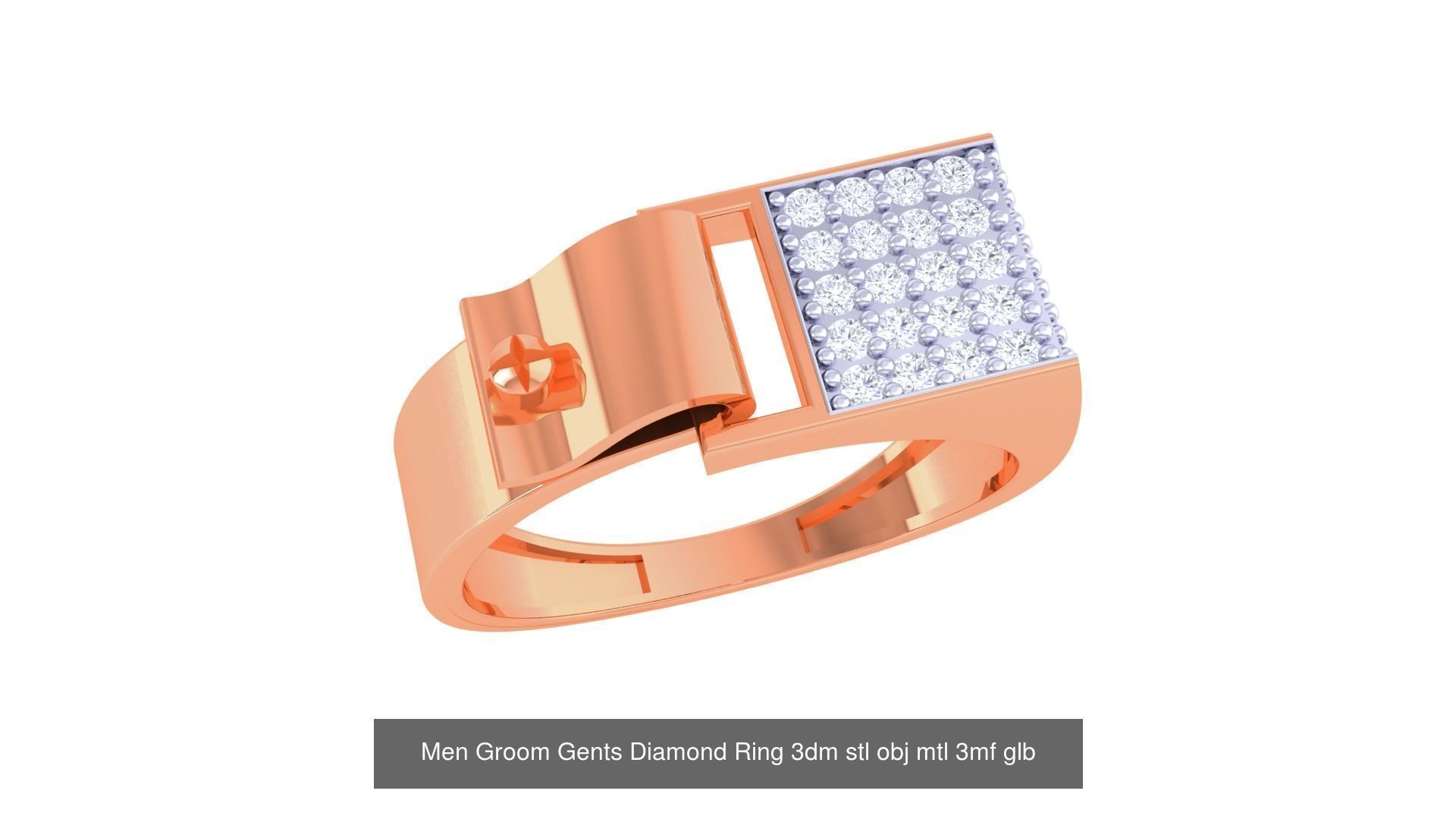 197 Men Groom Gents Diamond Ring 3dm stl obj mtl 3mf glb 3D Model Collection_94